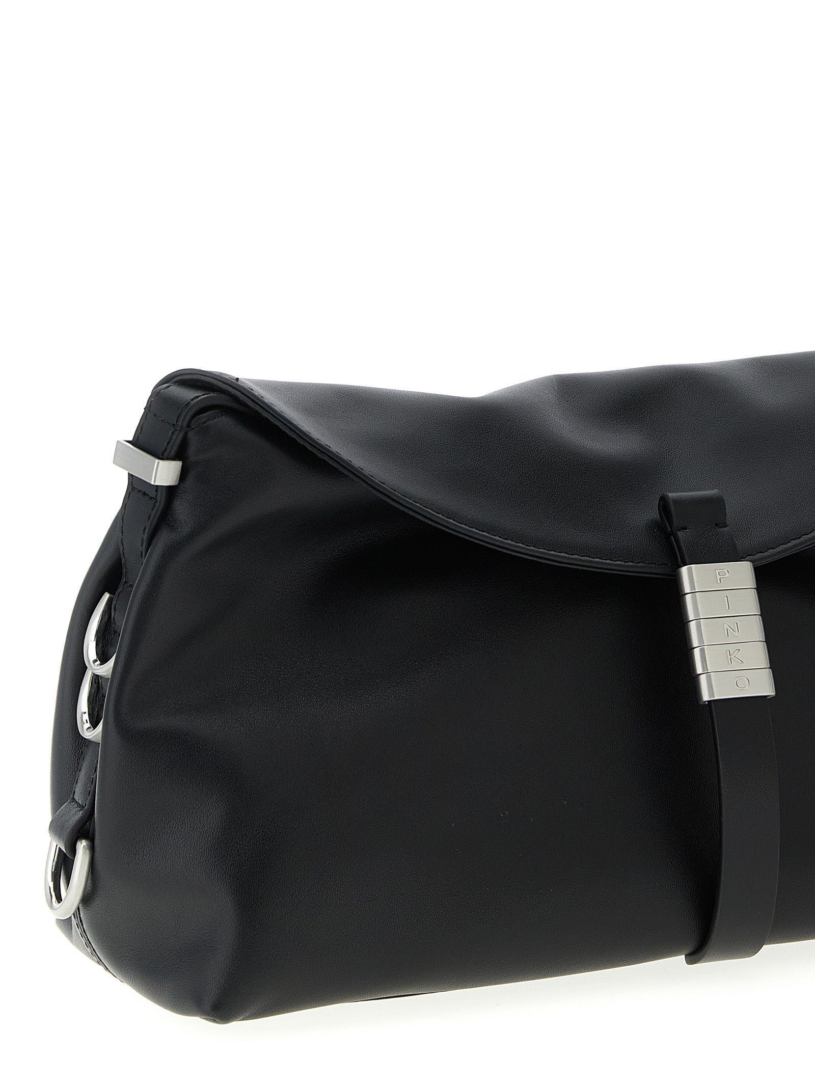 PINKO Black Goatskin Shoulder Women's Bag