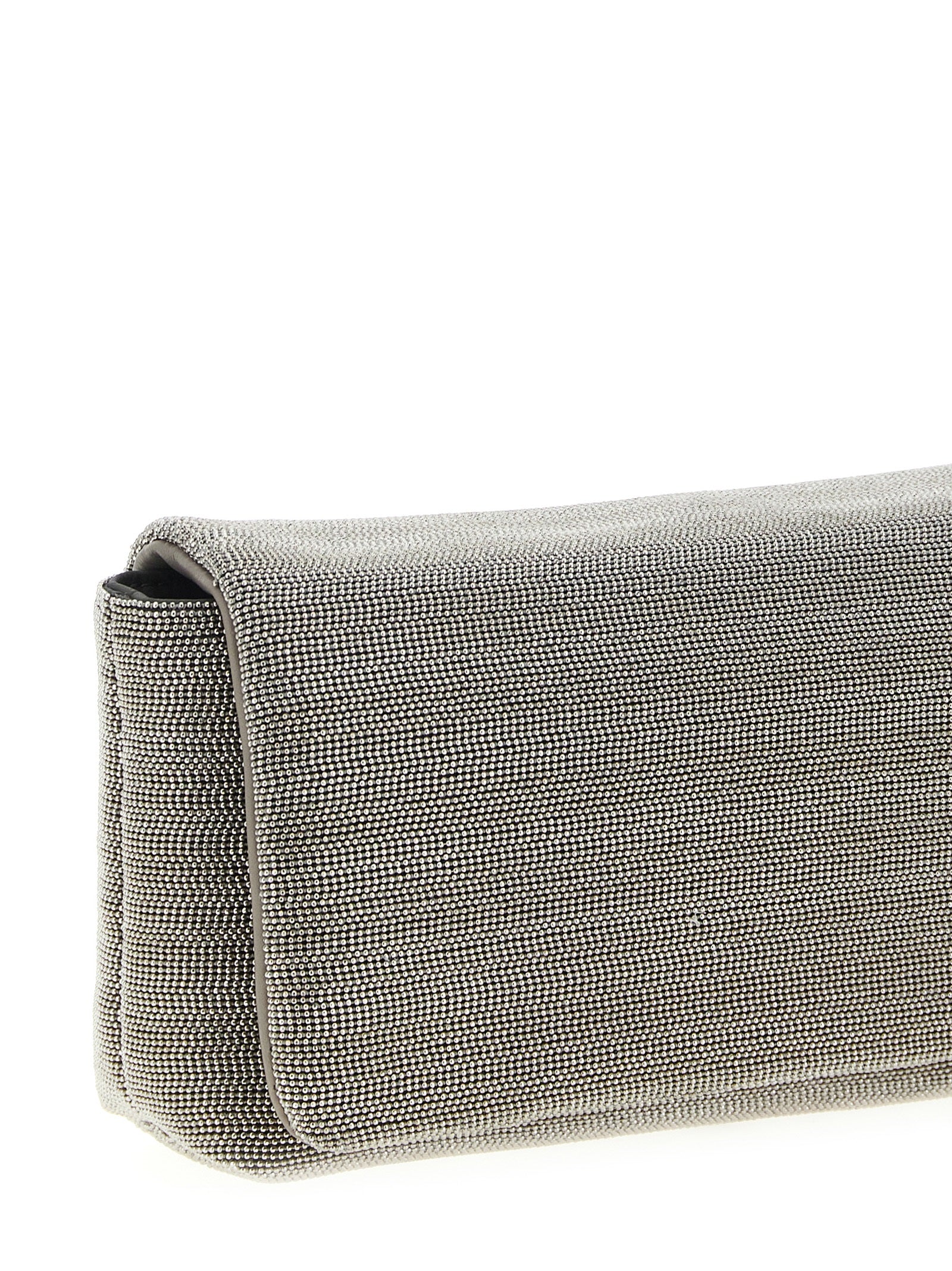 Brunello Cucinelli Silver Leather Clutch Women's Bag