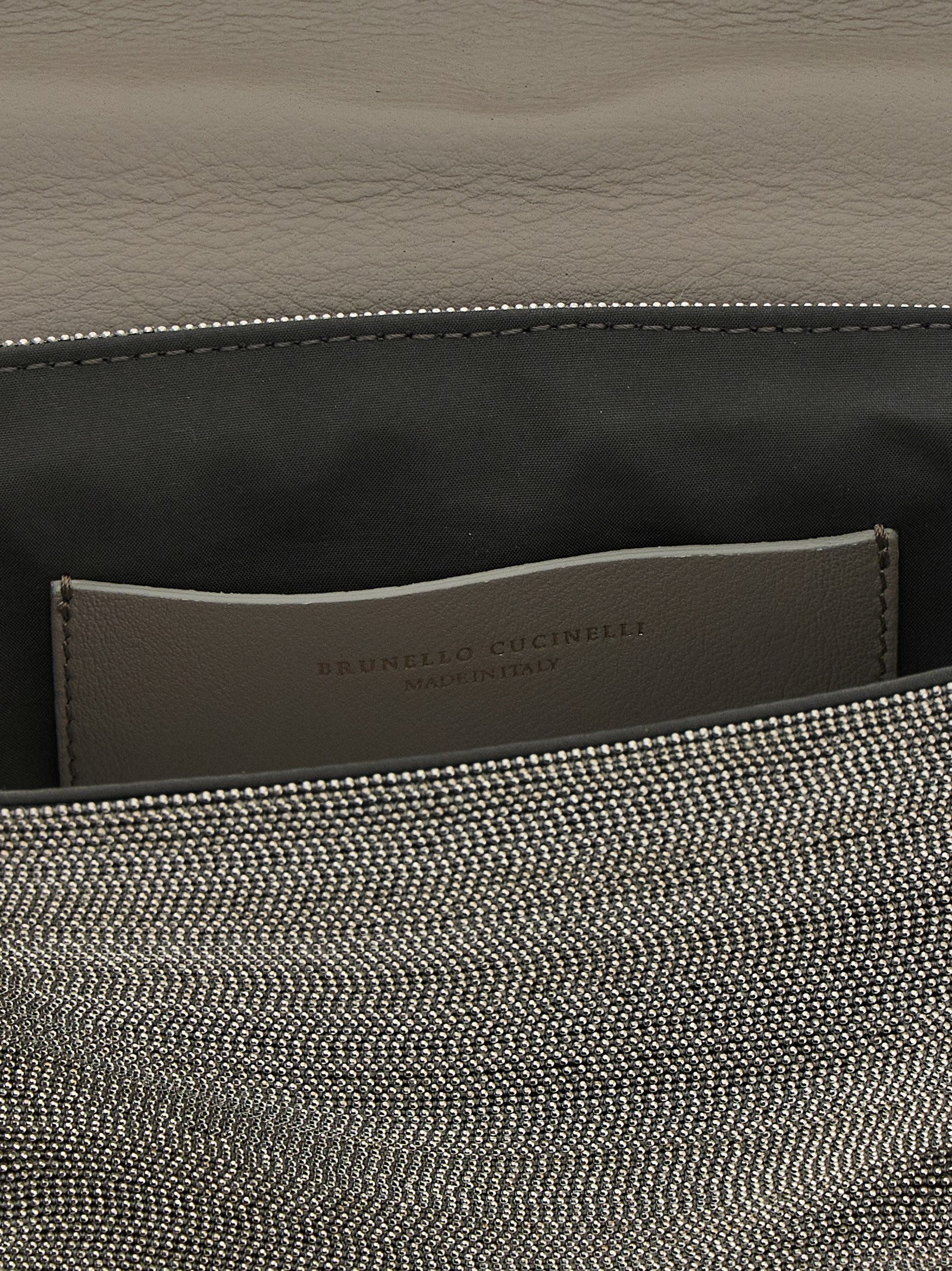 Brunello Cucinelli Silver Leather Clutch Women's Bag