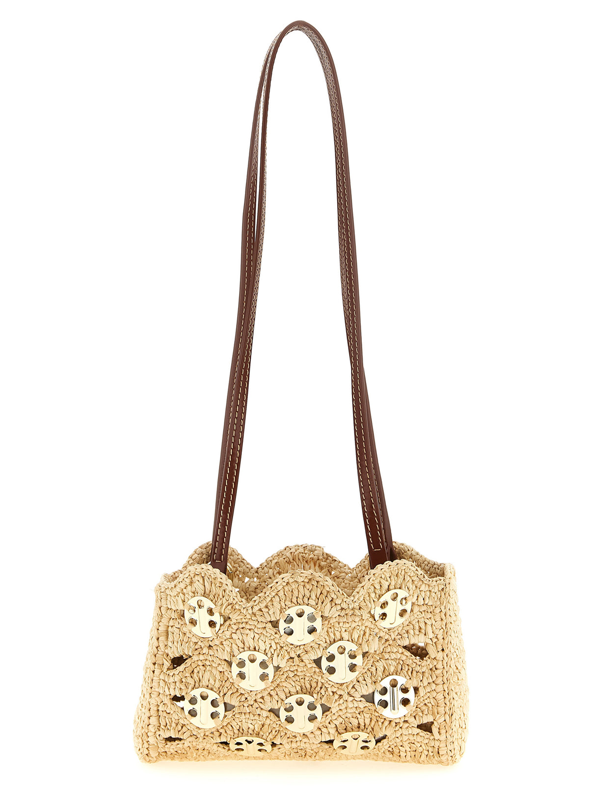 Paco Rabanne Beige Ramie Shoulder Women's Bag