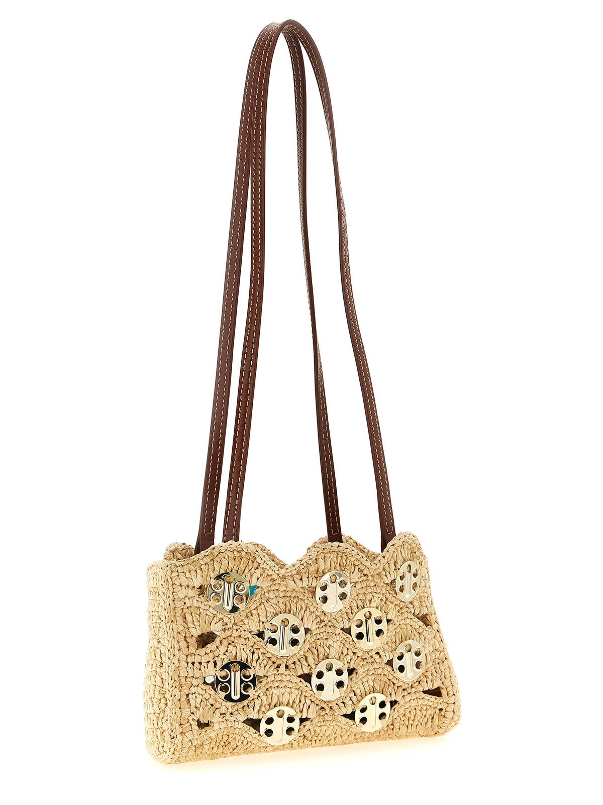 Paco Rabanne Beige Ramie Shoulder Women's Bag