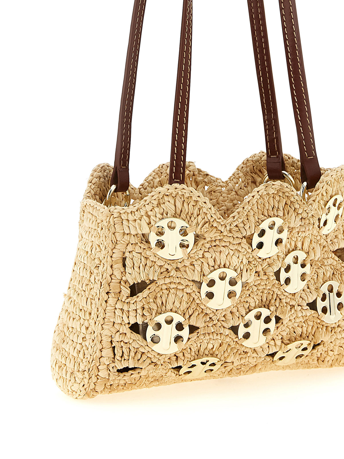 Paco Rabanne Beige Ramie Shoulder Women's Bag