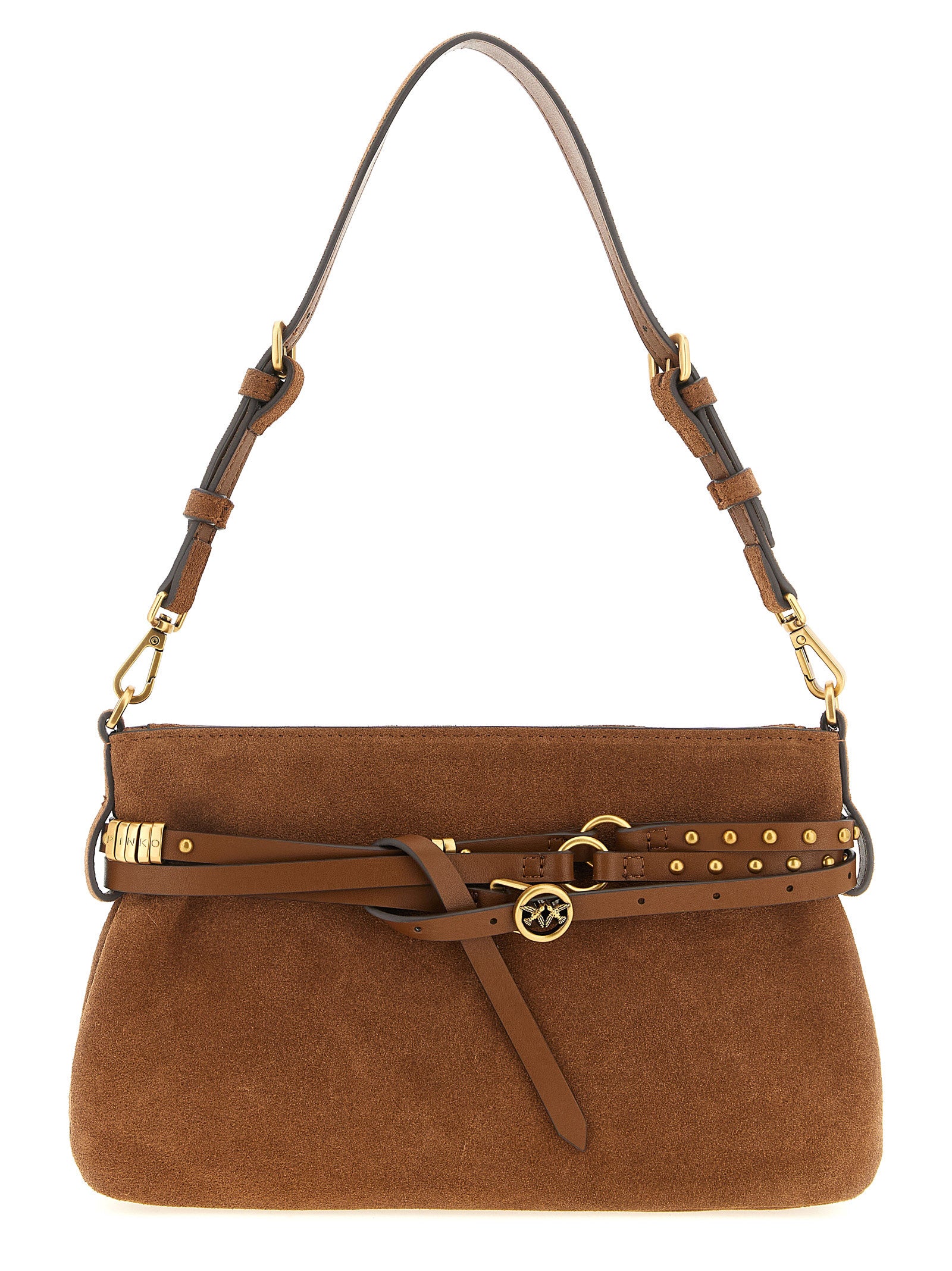 PINKO Brown Lamb Leather Shoulder Women's Bag