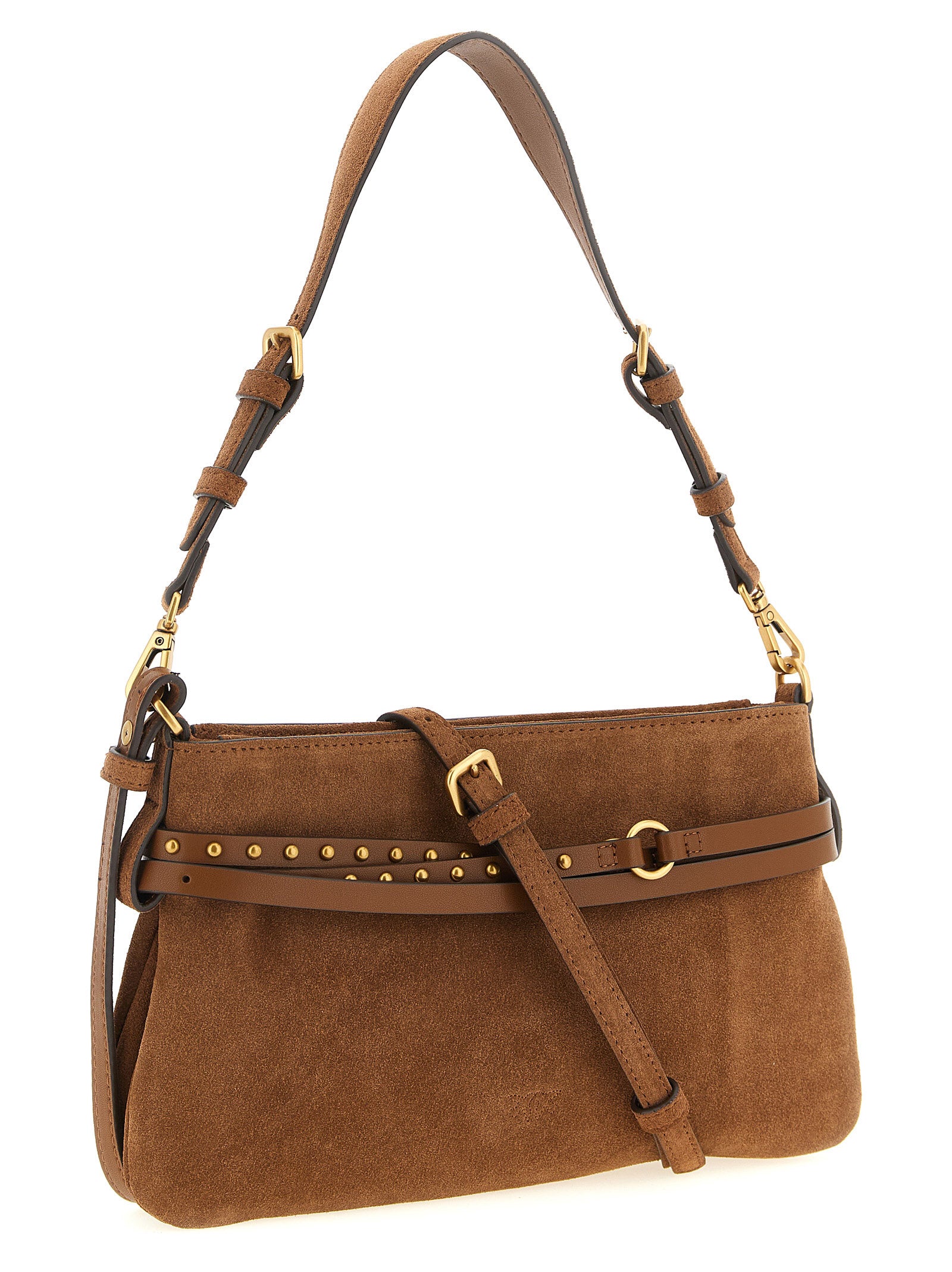 PINKO Brown Lamb Leather Shoulder Women's Bag