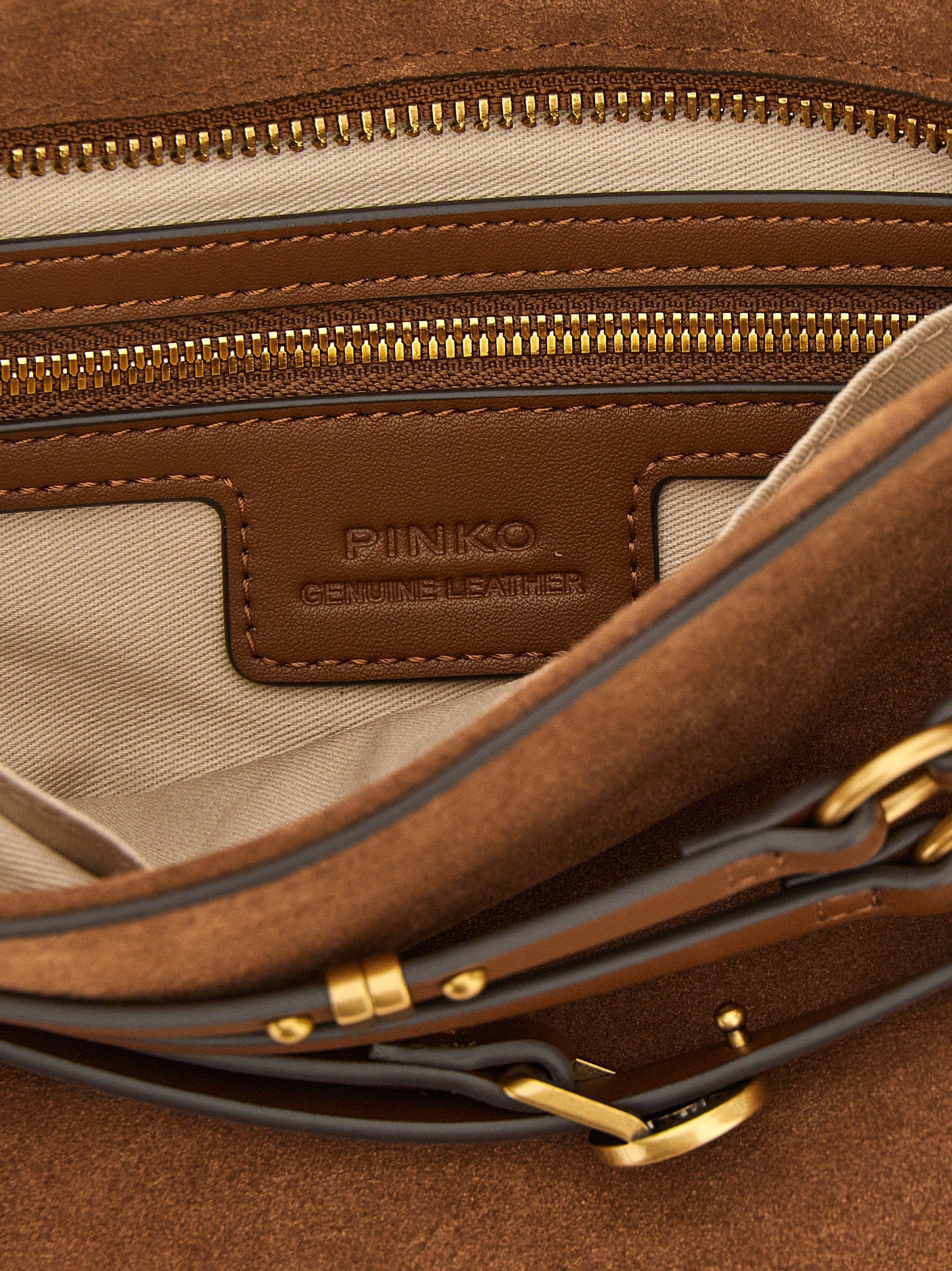 PINKO Brown Lamb Leather Shoulder Women's Bag