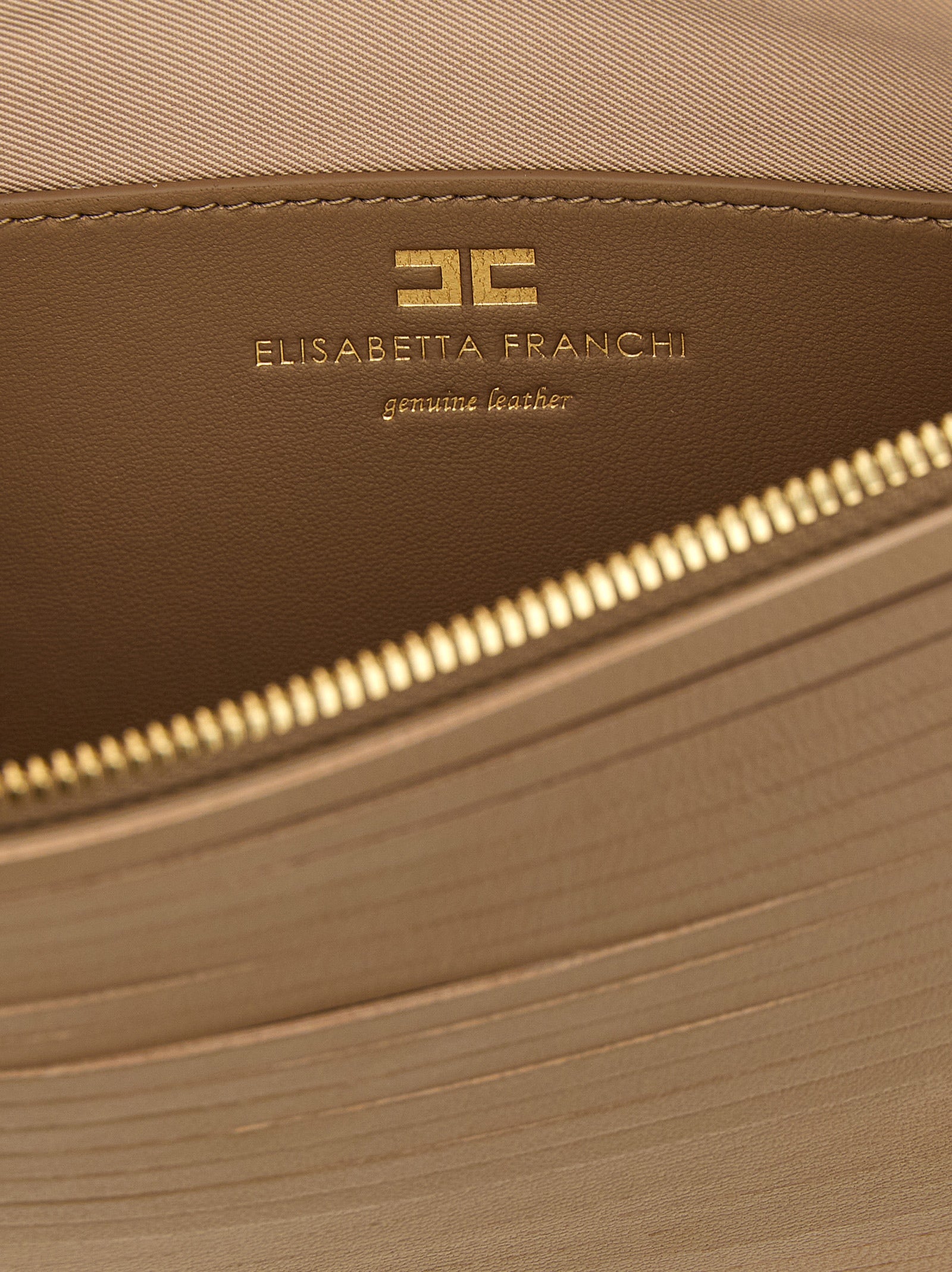 Elisabetta Franchi Beige Leather Clutch Women's Bag