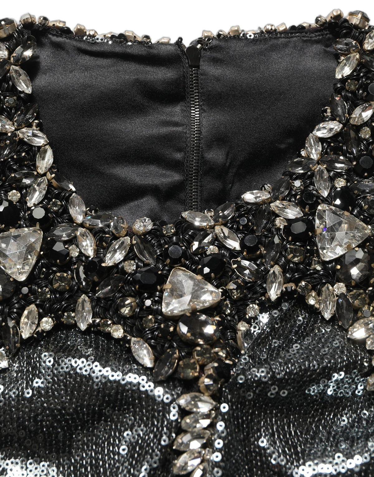 Dolce & Gabbana Metallic Gray Sequin Embellished Blouse Women's Top