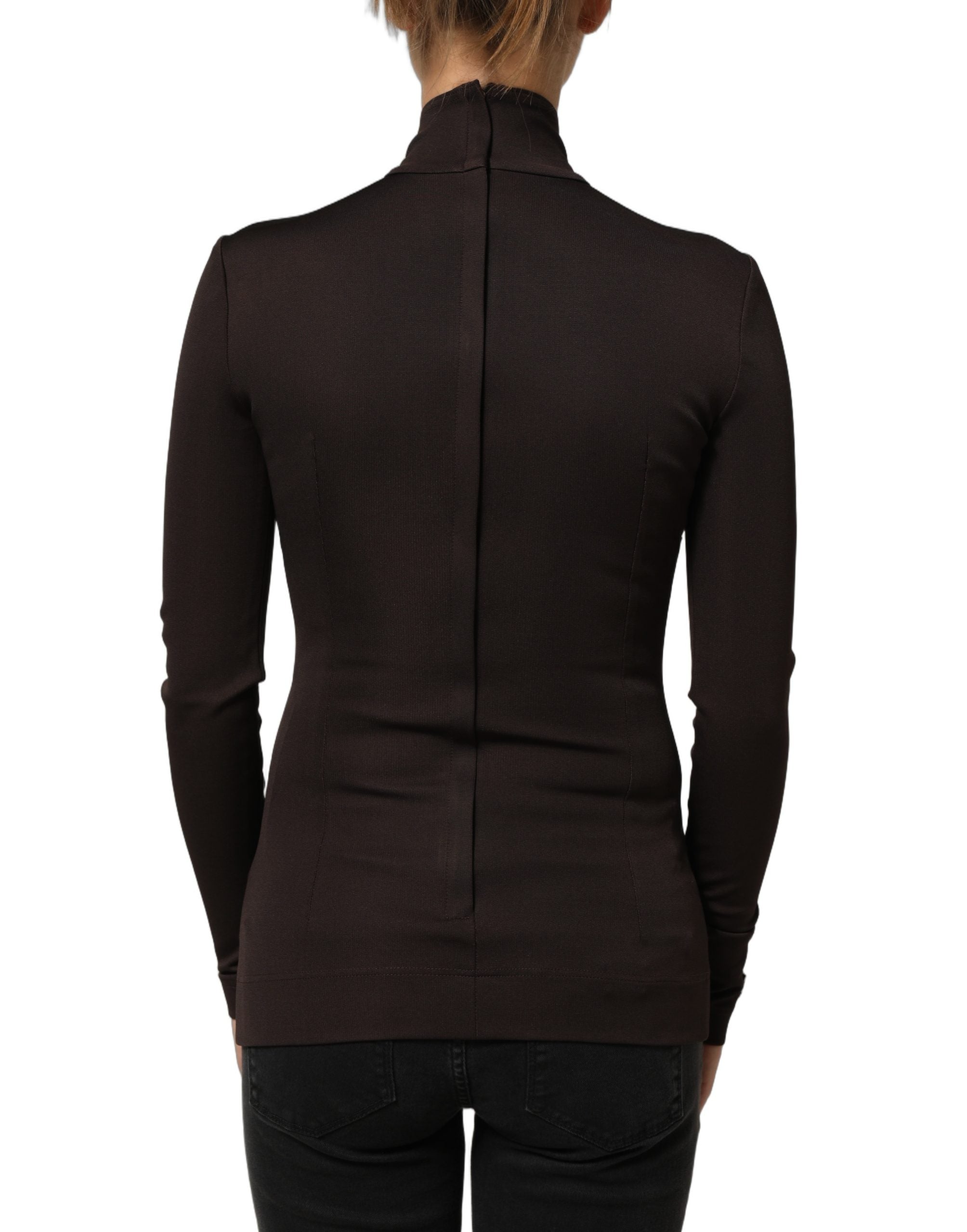 Dolce & Gabbana Brown Turtleneck Long Sleeves Blouse Women's Top (Pre-Owned)