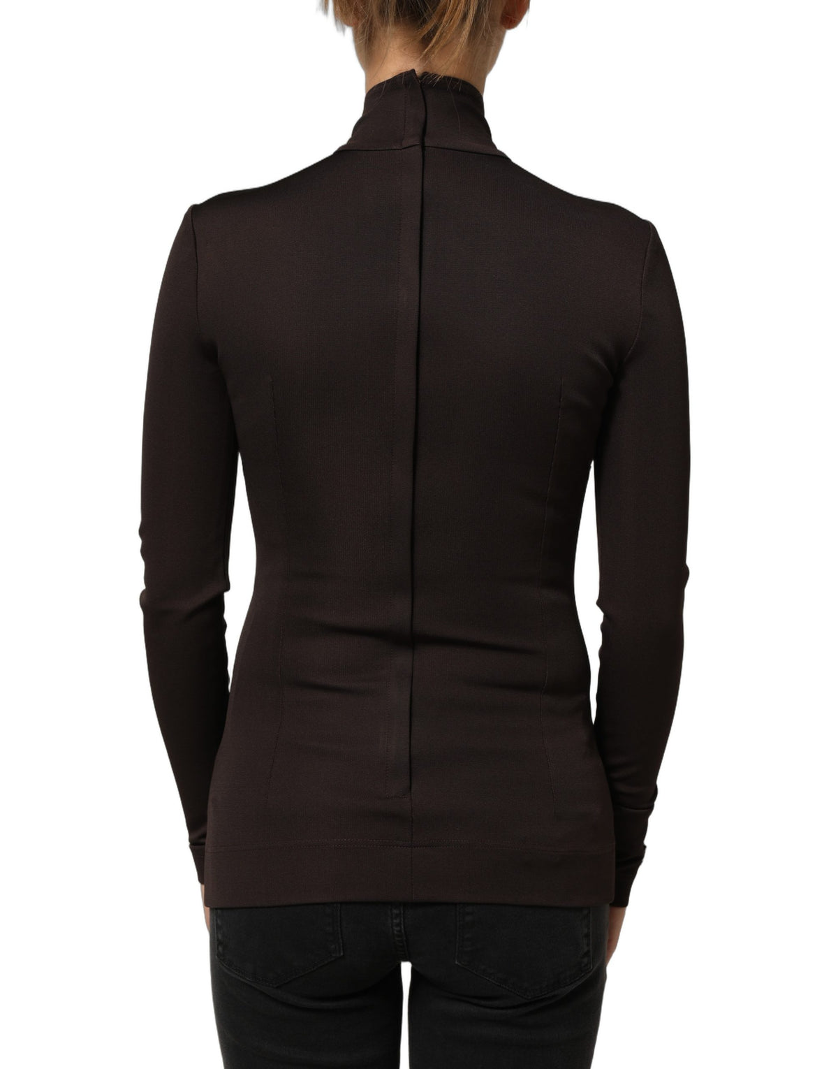 Dolce & Gabbana Brown Turtleneck Long Sleeves Blouse Women's Top (Pre-Owned)