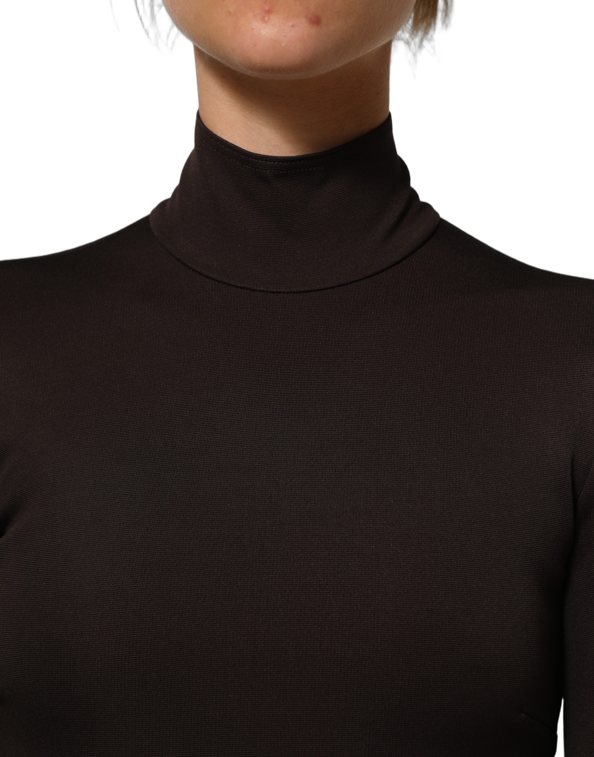 Dolce & Gabbana Brown Turtleneck Long Sleeves Blouse Women's Top (Pre-Owned)