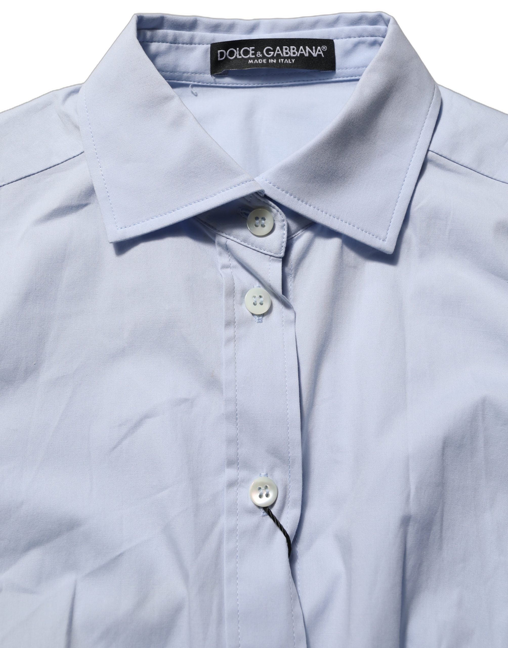 Dolce & Gabbana Blue Collared Long Sleeves Dress Shirt Women's Top (Pre-Owned)