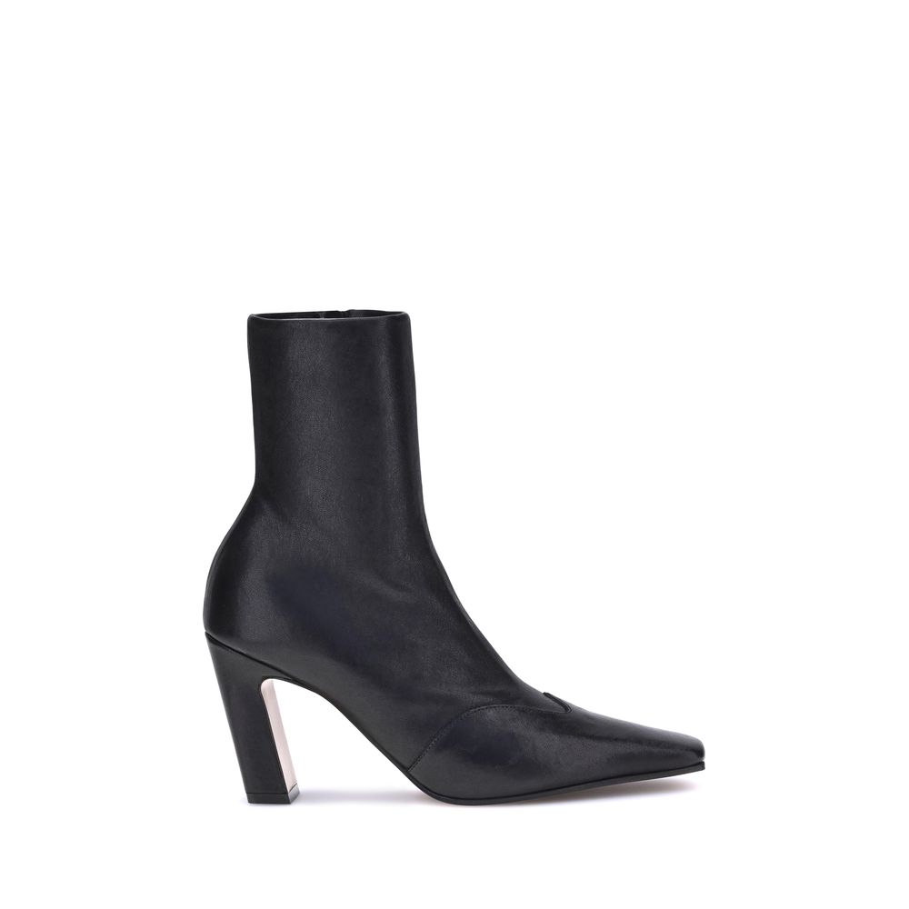 Khaite Black Calf Leather Bos Taurus Ankle Women's Boots