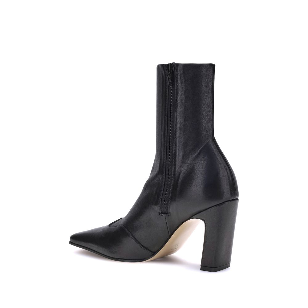 Khaite Black Calf Leather Bos Taurus Ankle Women's Boots