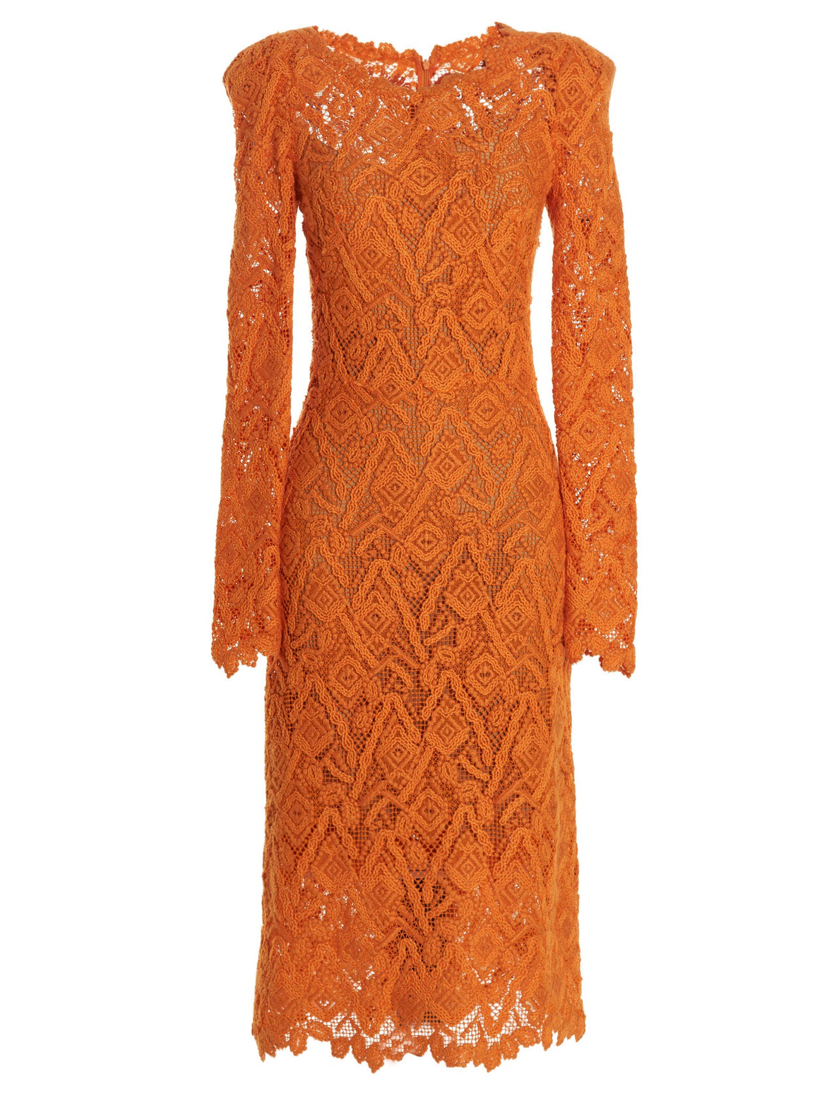 Ermanno Scervino Orange Wool Midi Women's Dress