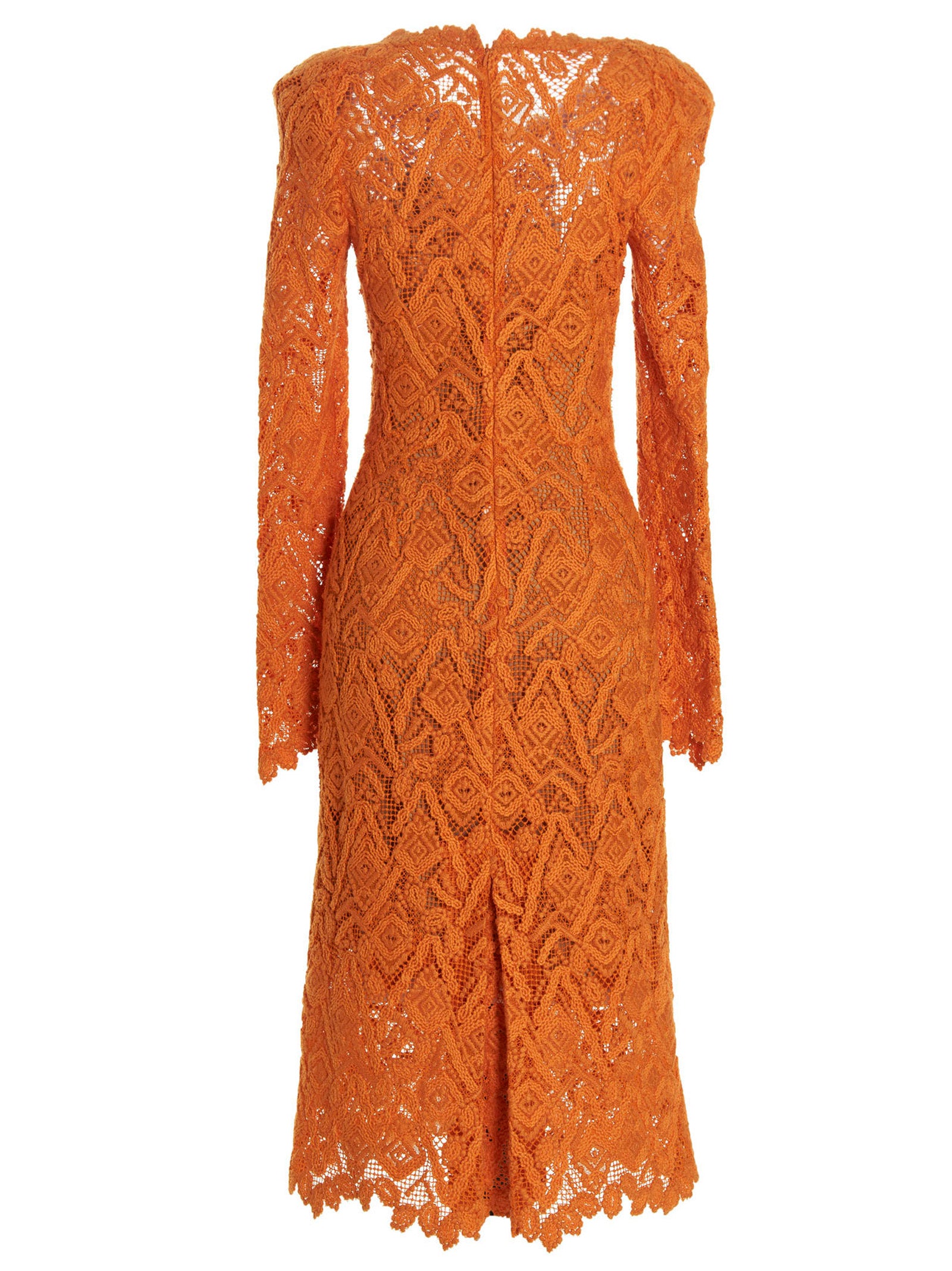 Ermanno Scervino Orange Wool Midi Women's Dress