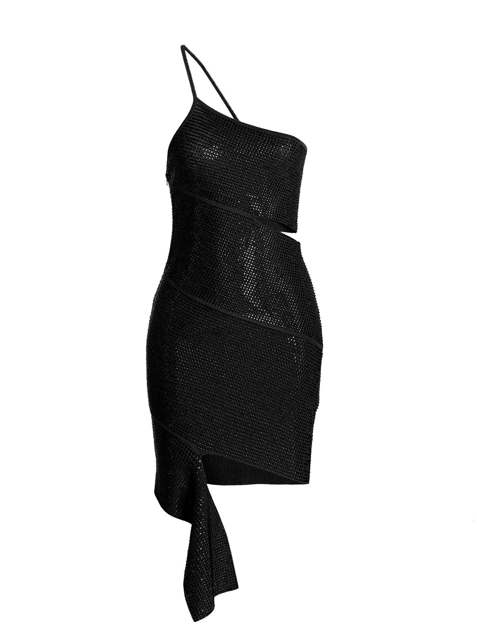ANDREĀDAMO Black Viscose Short Women's Dress