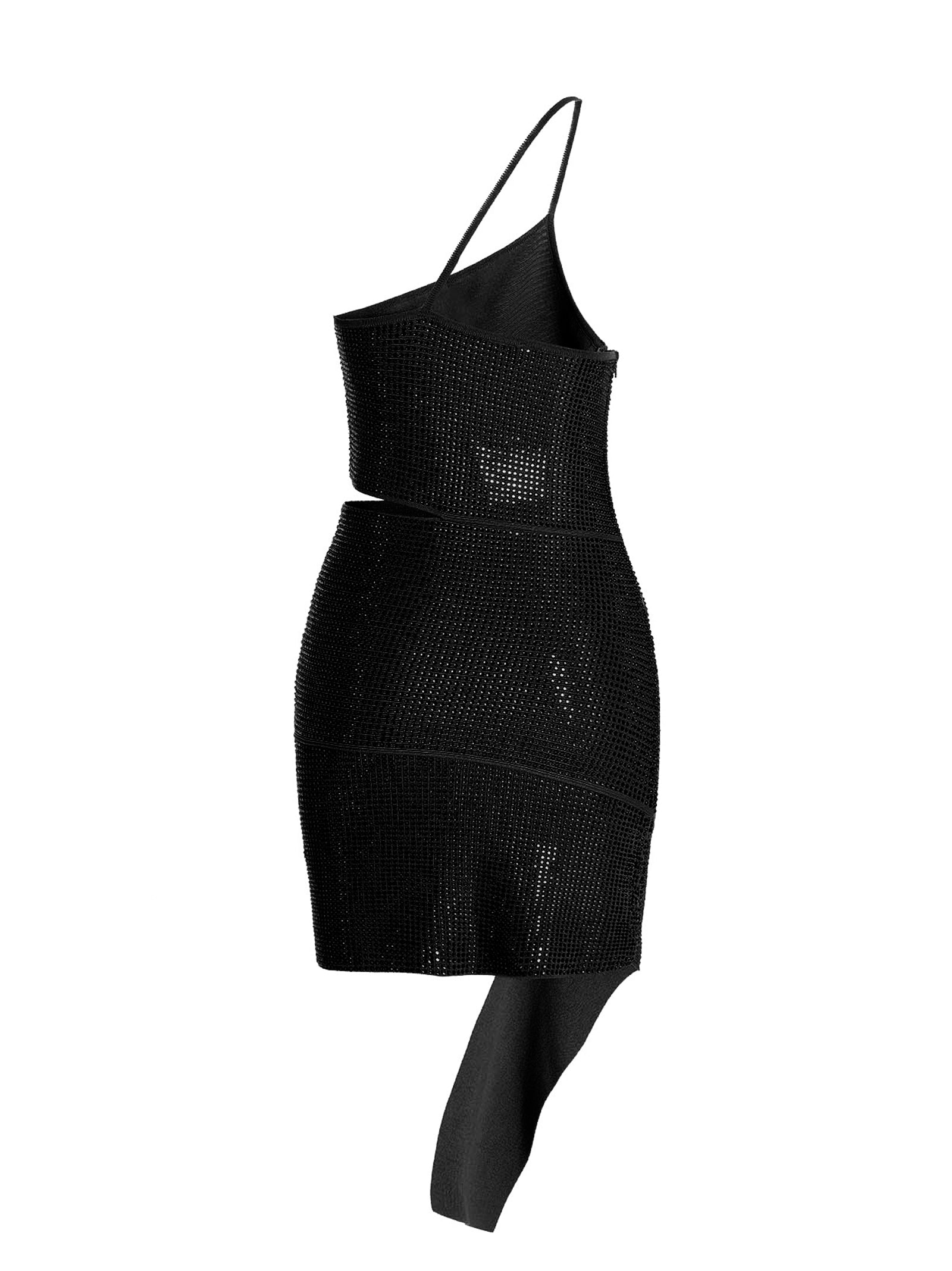 ANDREĀDAMO Black Viscose Short Women's Dress