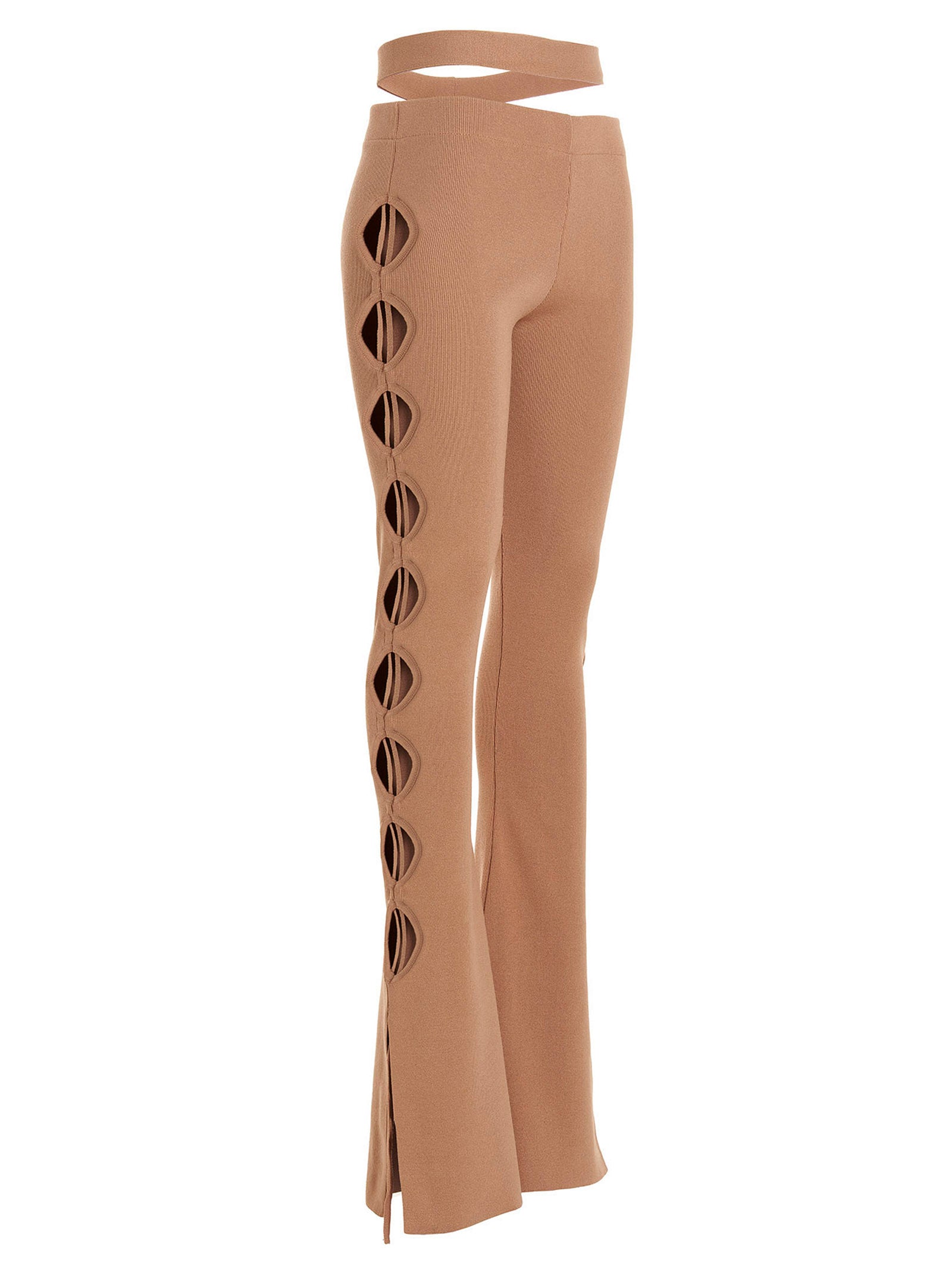 ANDREĀDAMO Beige Viscose Flared Women's Pants
