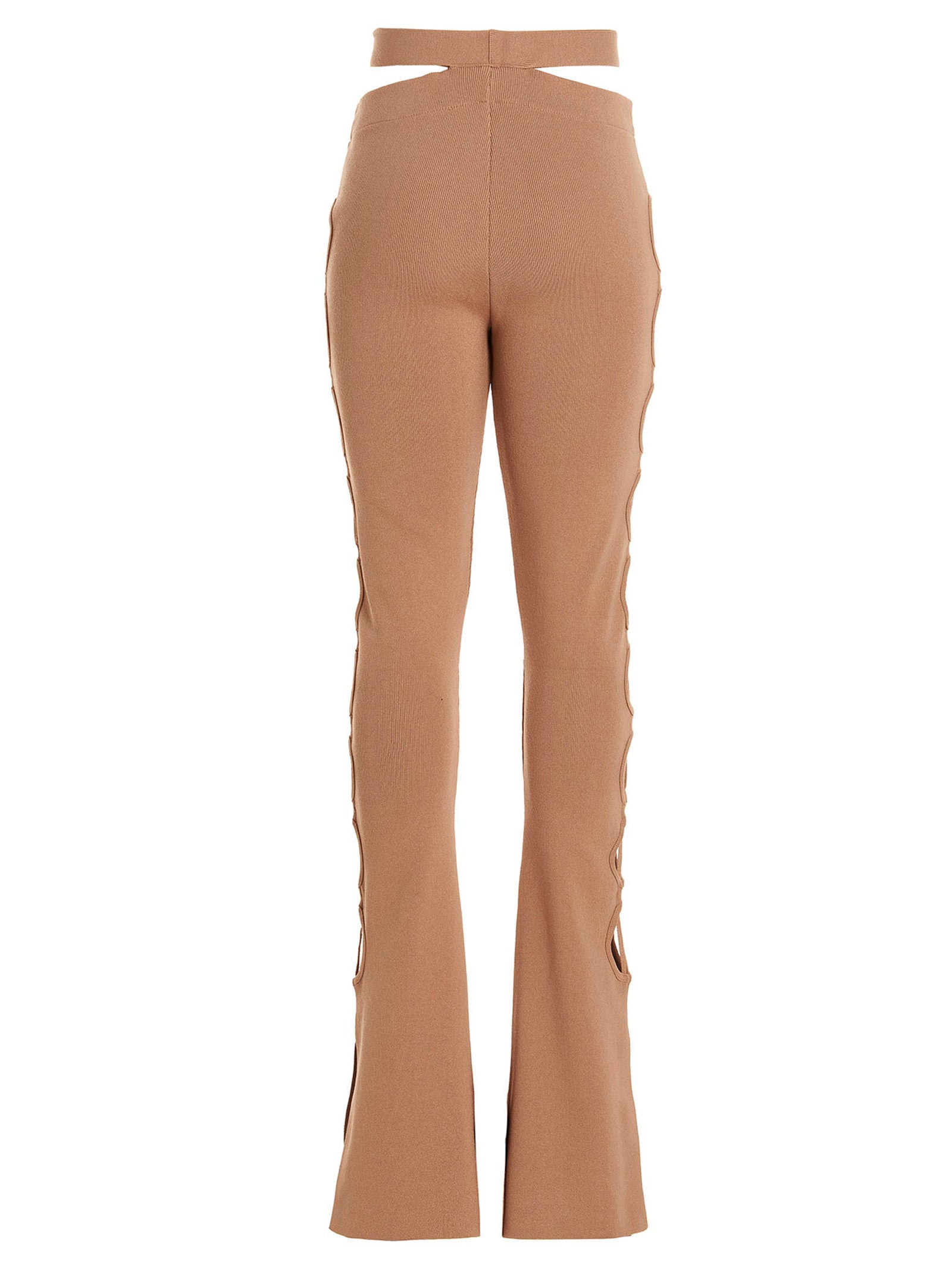 ANDREĀDAMO Beige Viscose Flared Women's Pants