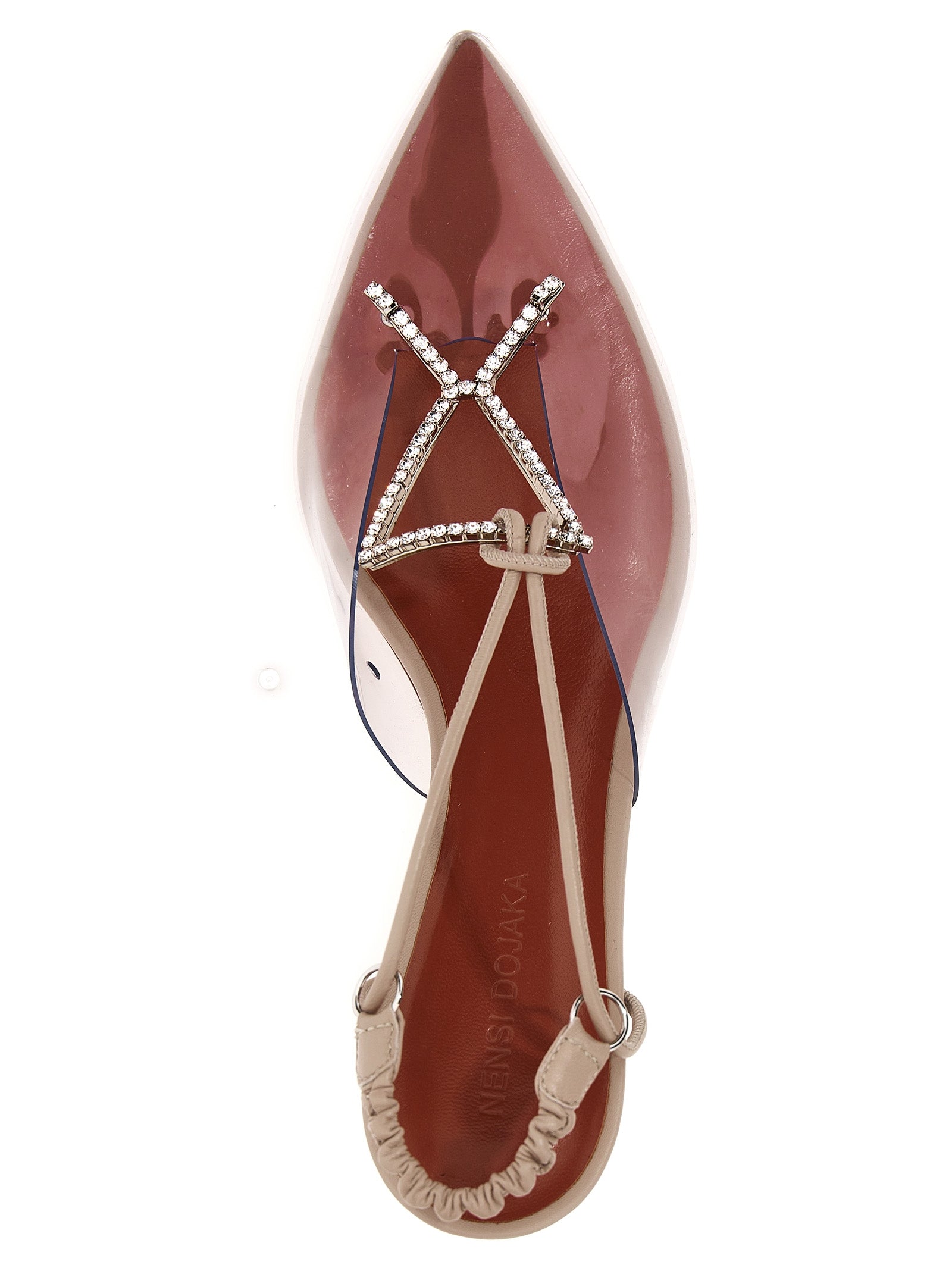 Nensi Dojaka Beige Goatskin Mid Heel Women's Pumps