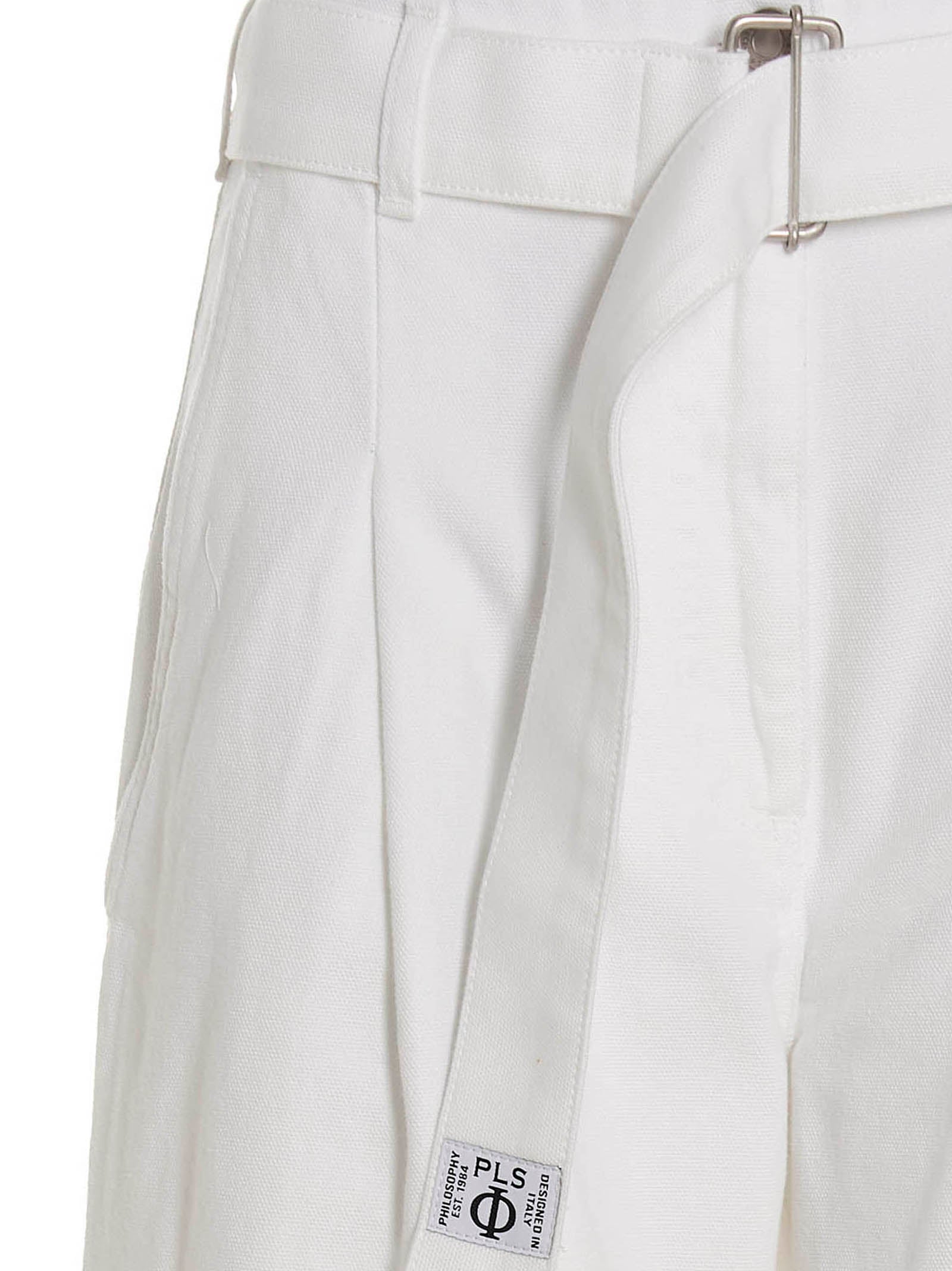 Philosophy White Cotton Casual Women's Pants