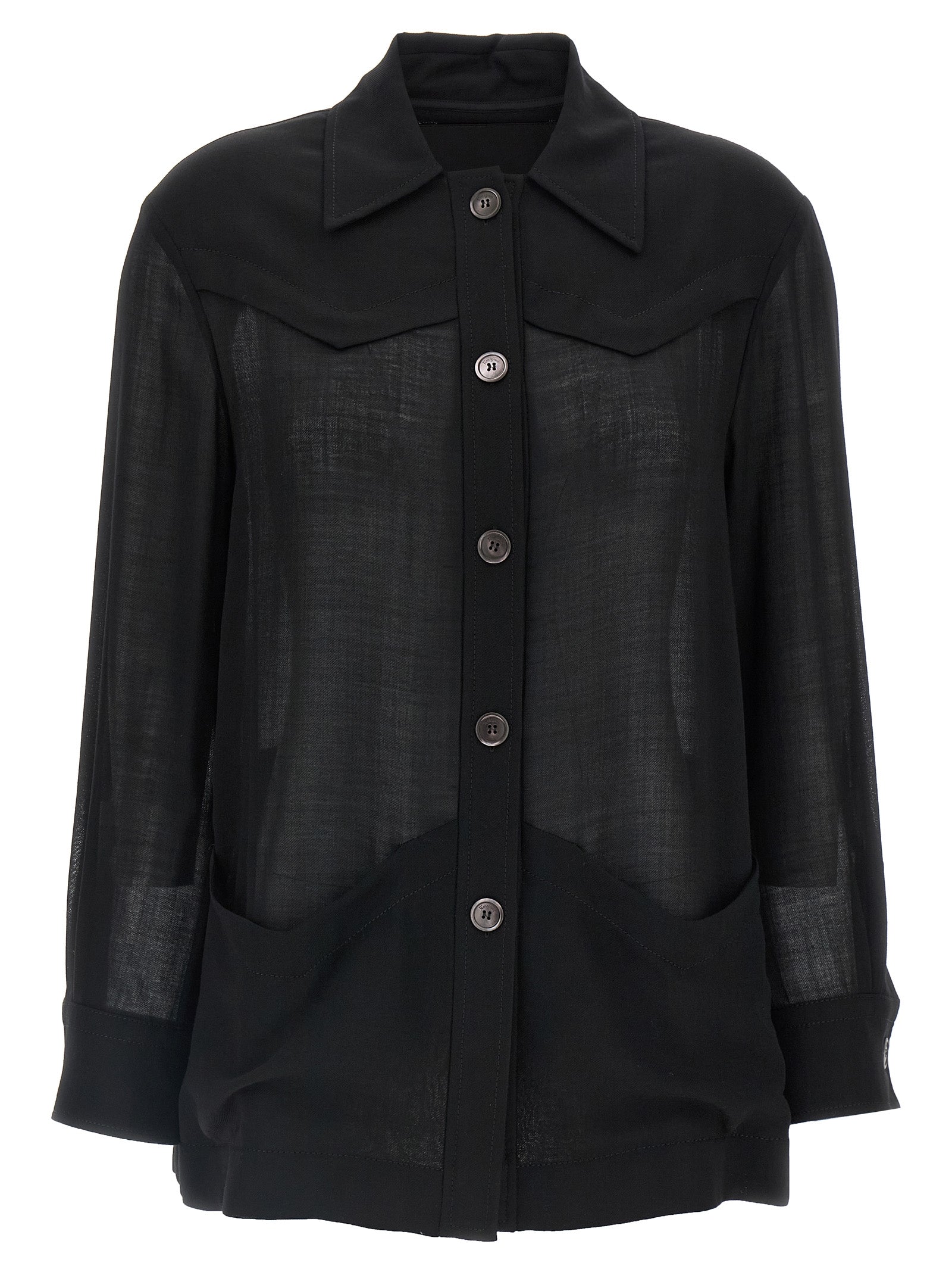 Ferragamo Black Virgin Wool Women's Blouse
