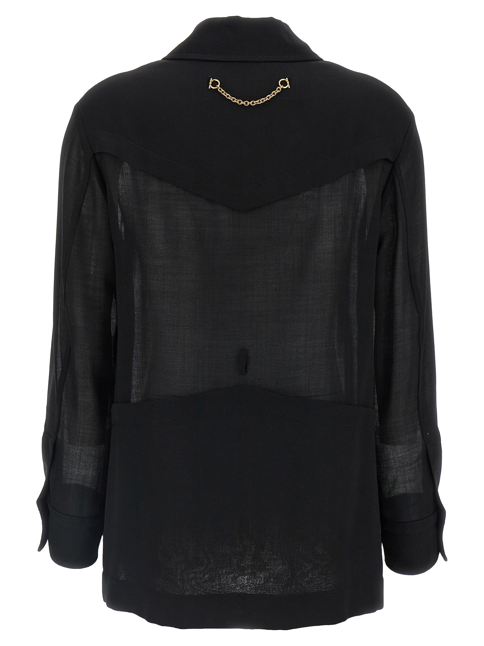 Ferragamo Black Virgin Wool Women's Blouse