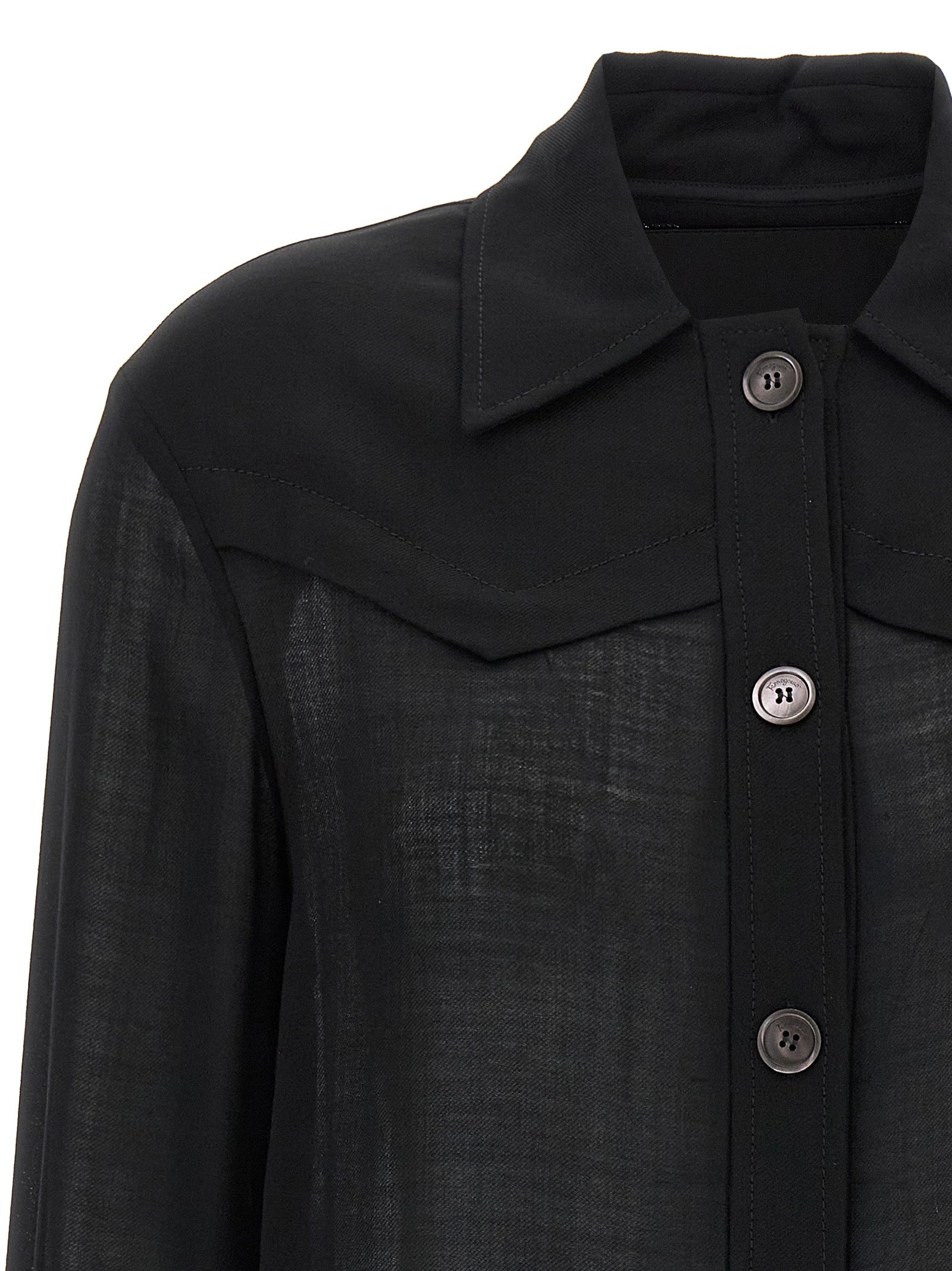 Ferragamo Black Virgin Wool Women's Blouse