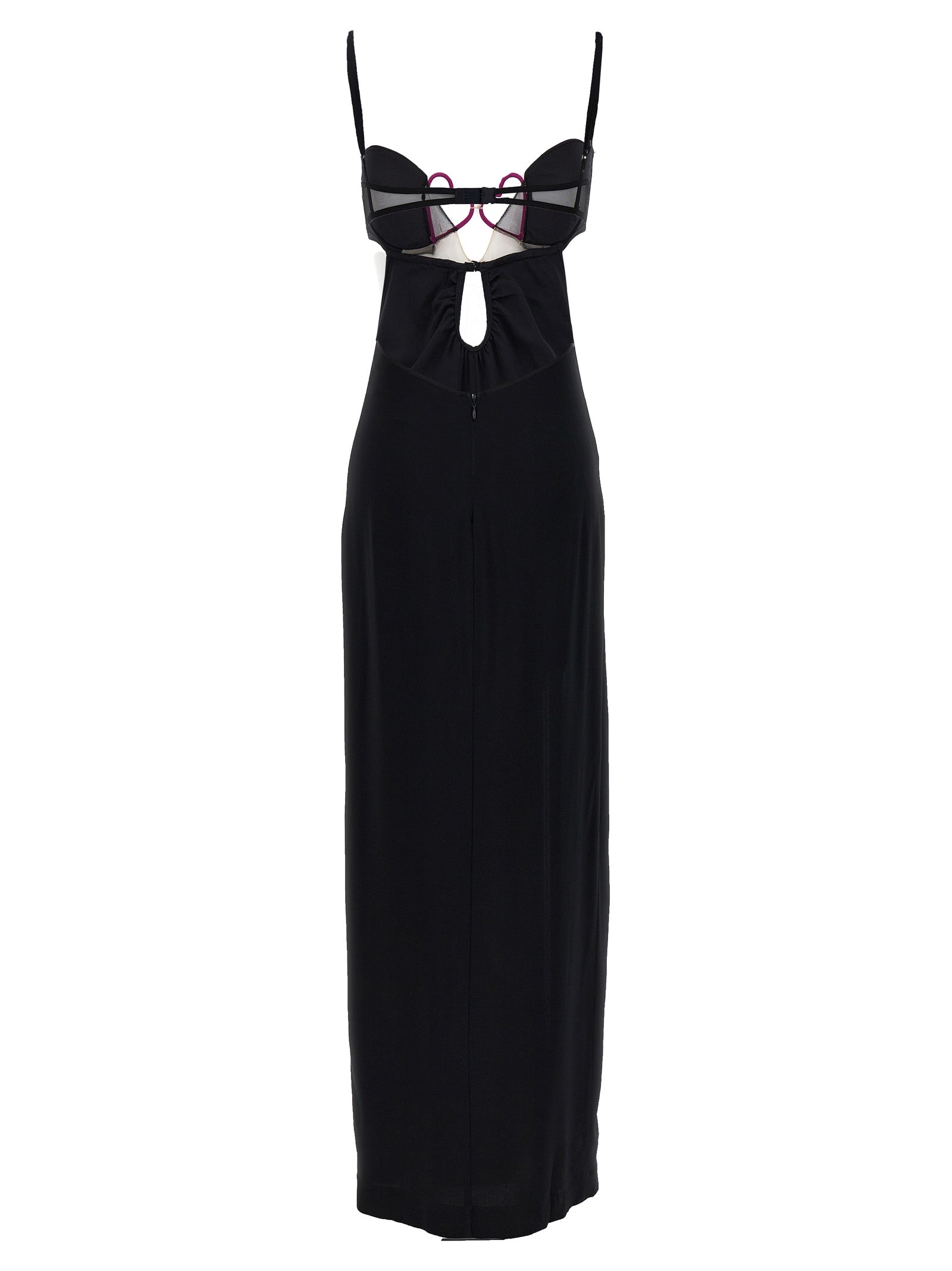 Nensi Dojaka Black Viscose Long Women's Dress