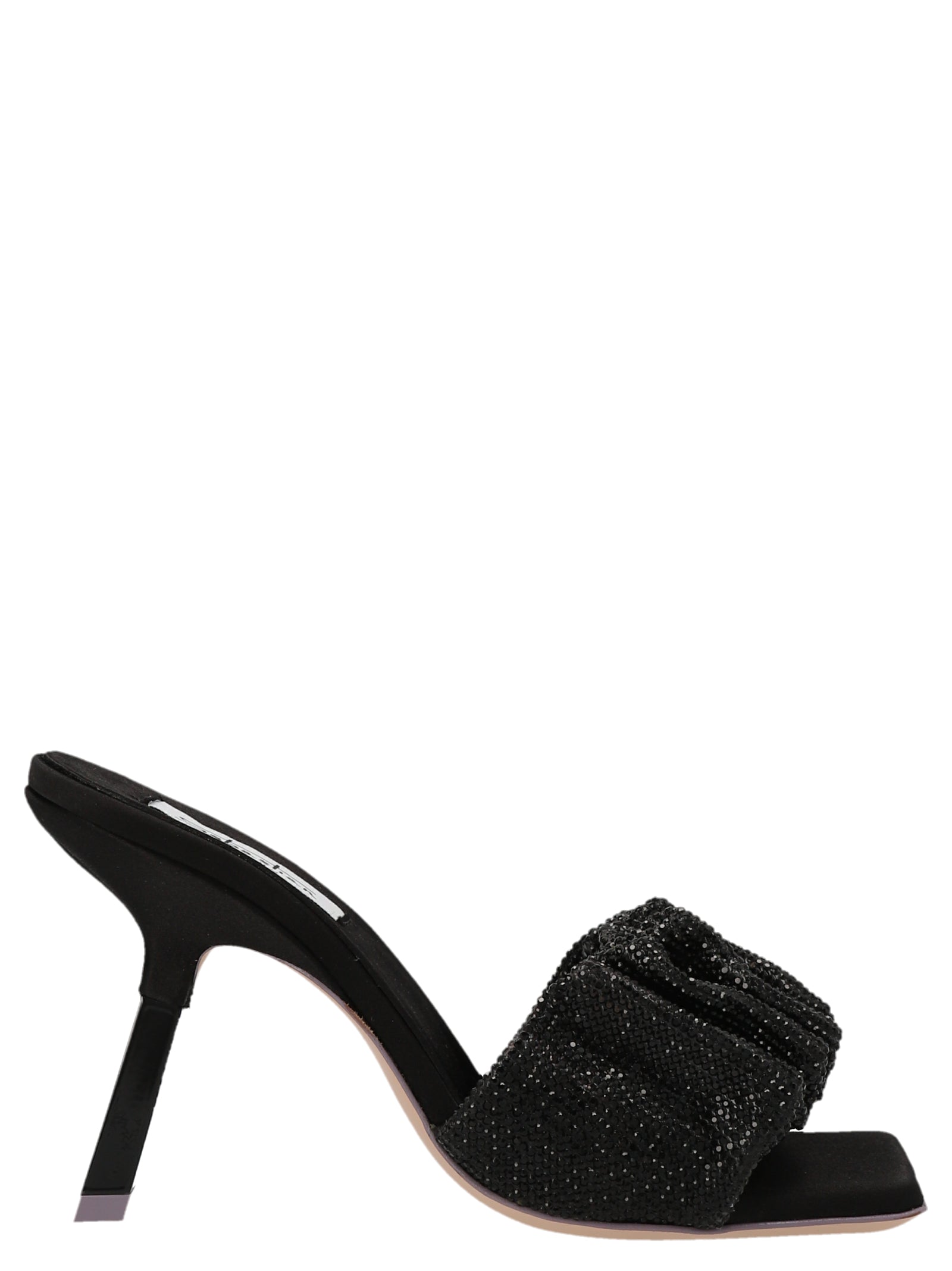 SEBASTIAN Black Goatskin Stiletto Heel Women's Sandals