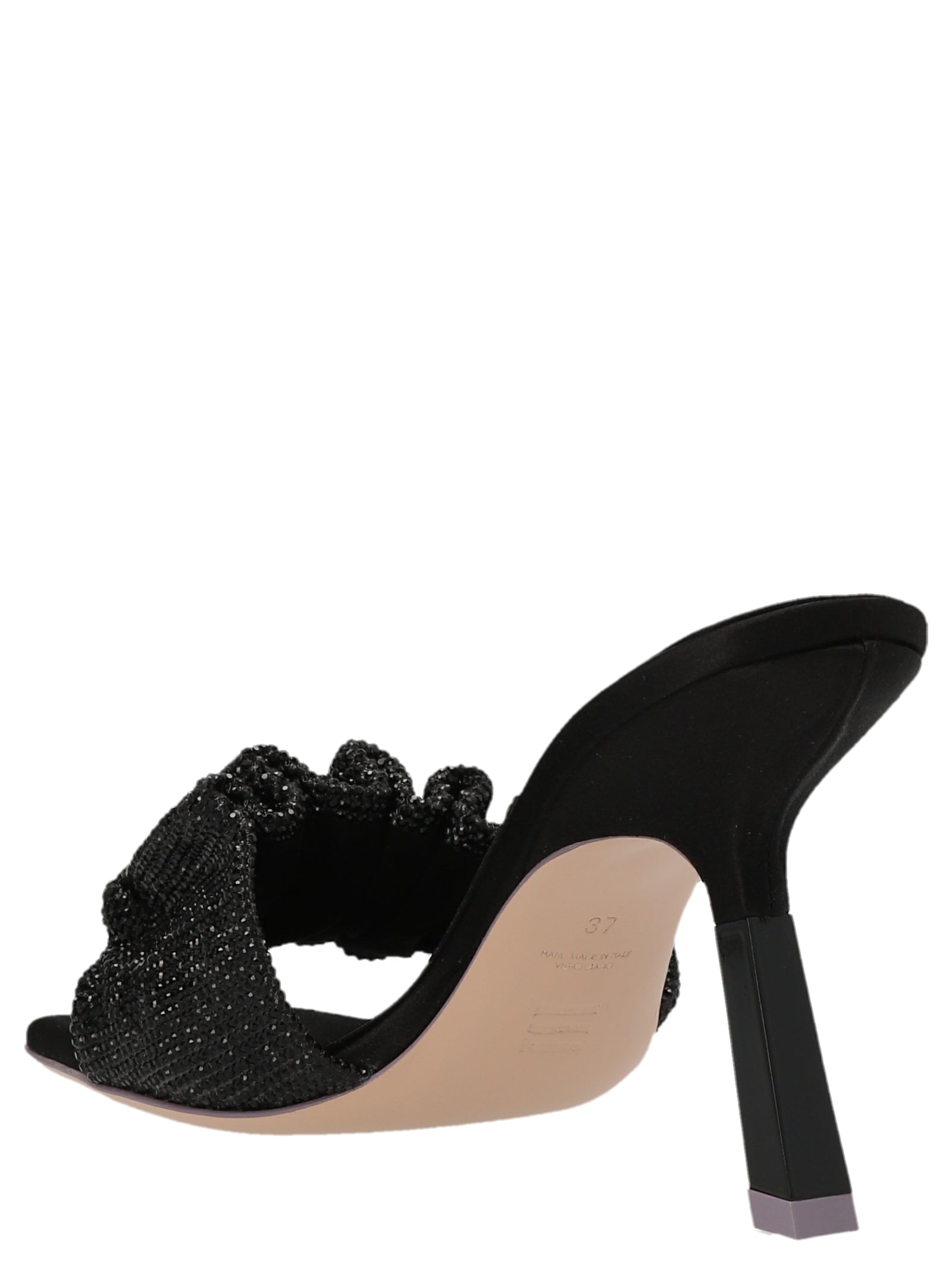 SEBASTIAN Black Goatskin Stiletto Heel Women's Sandals
