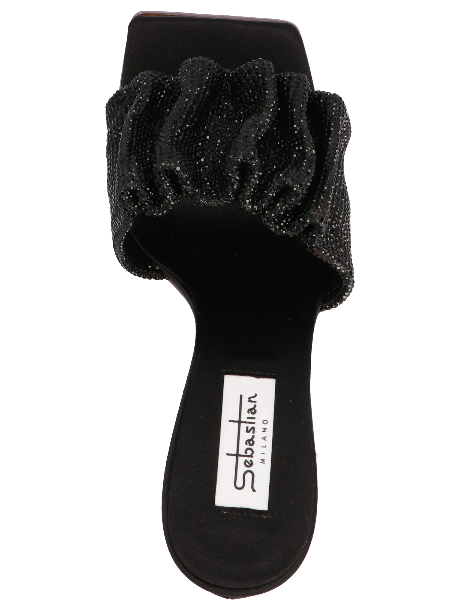 SEBASTIAN Black Goatskin Stiletto Heel Women's Sandals