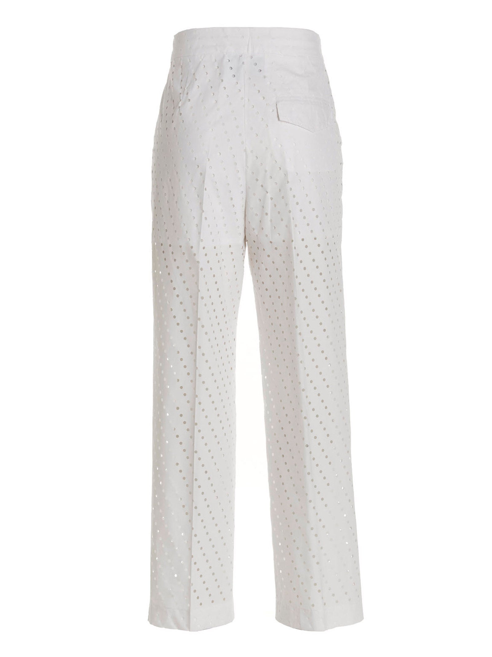 NUDE White Cotton Casual Women's Pants