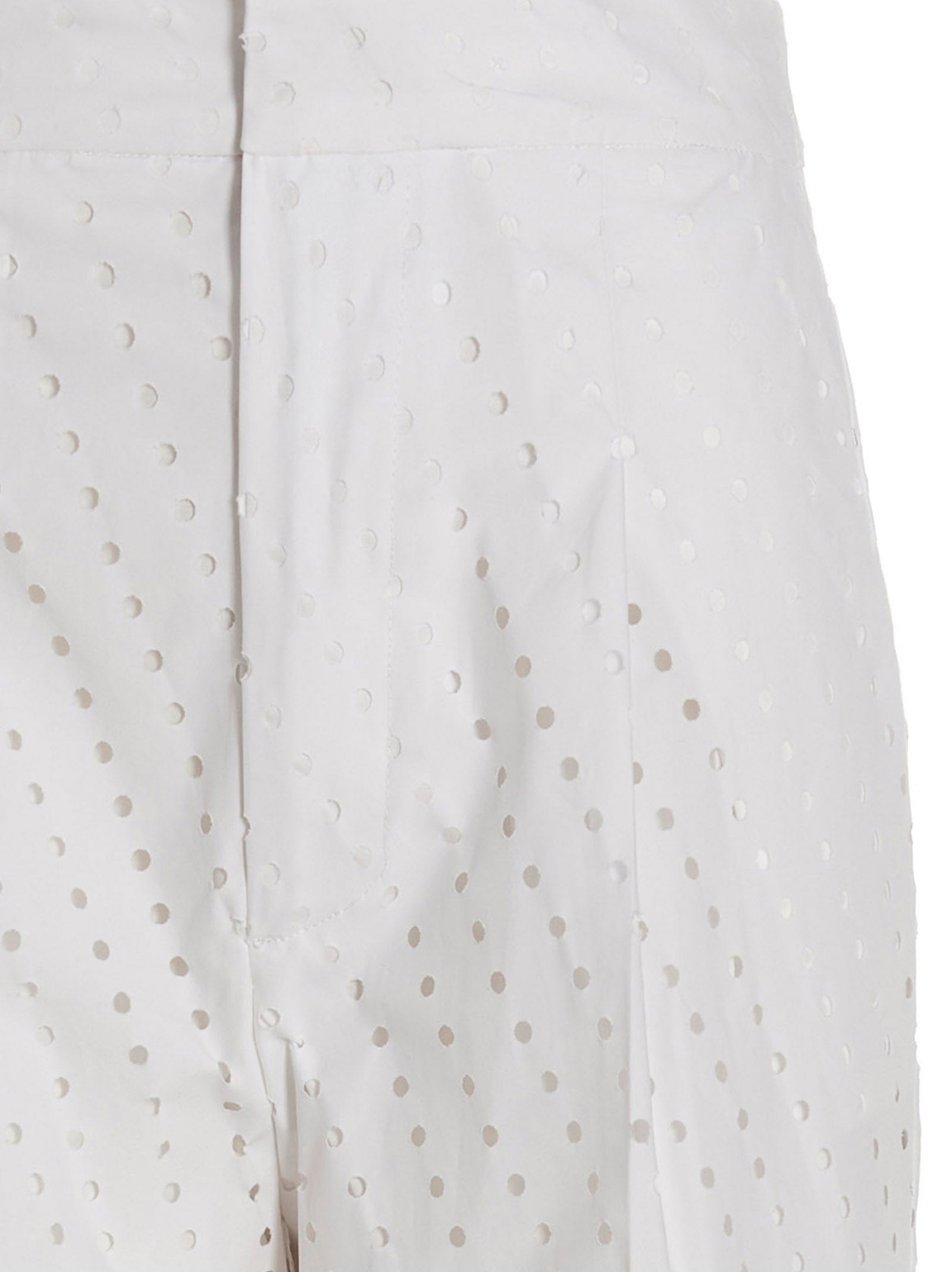 NUDE White Cotton Casual Women's Pants