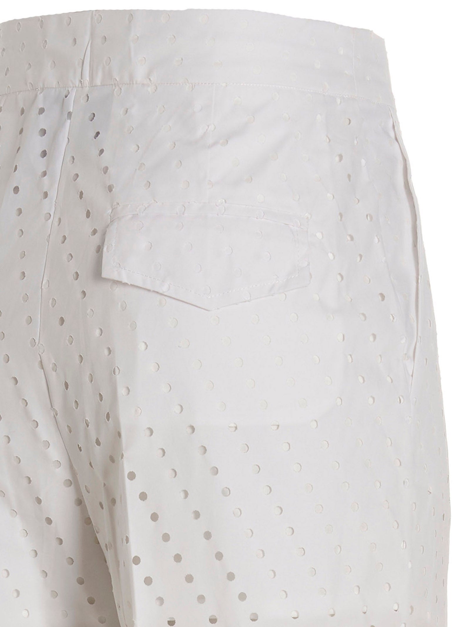 NUDE White Cotton Casual Women's Pants