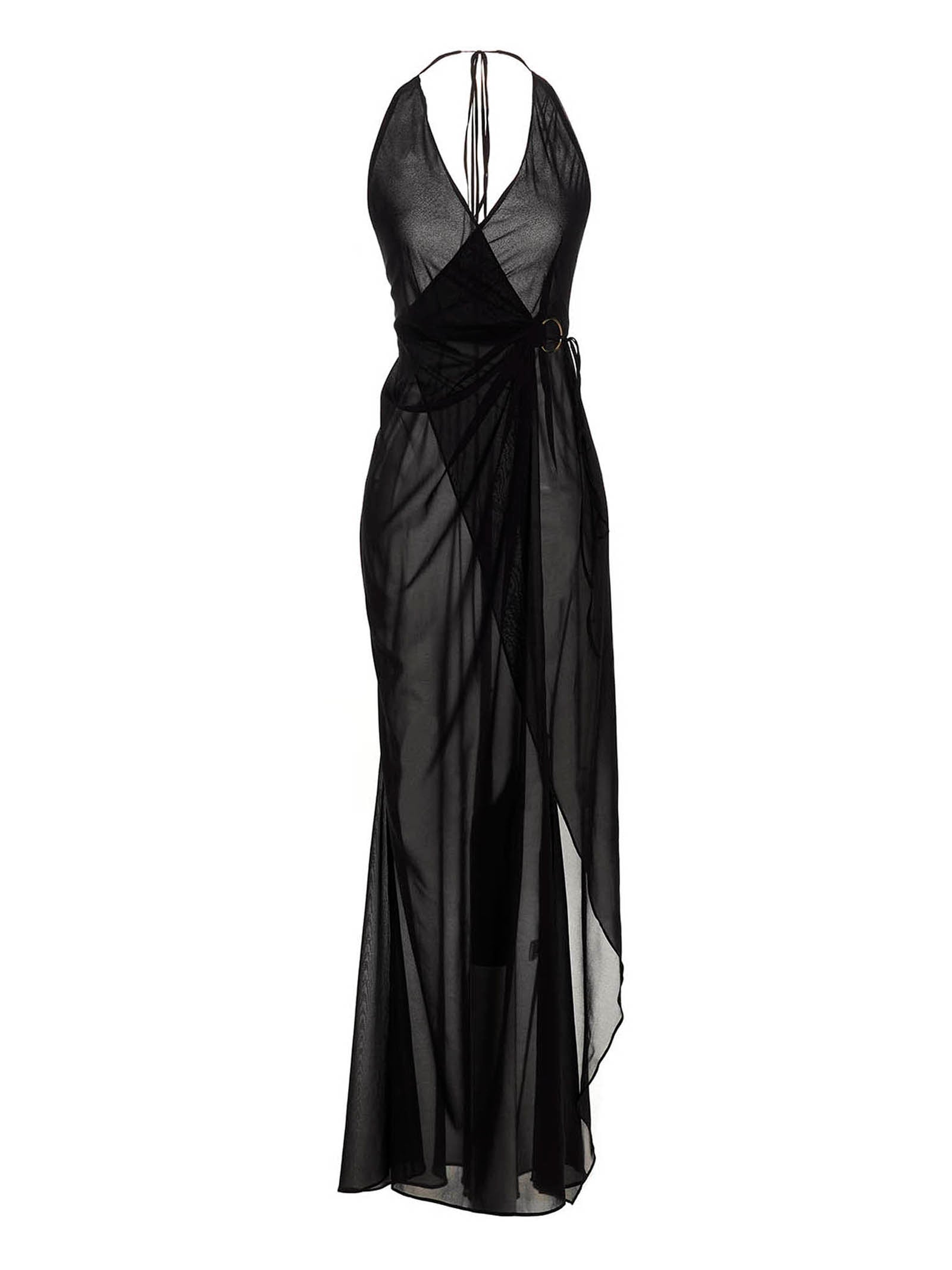 Louisa Ballou Black Silk Long Women's Dress