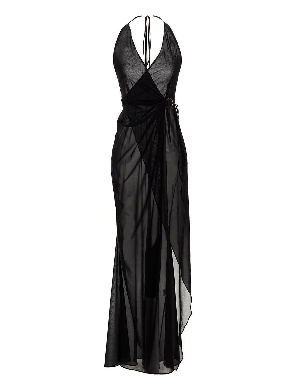 Louisa Ballou Black Silk Long Women's Dress