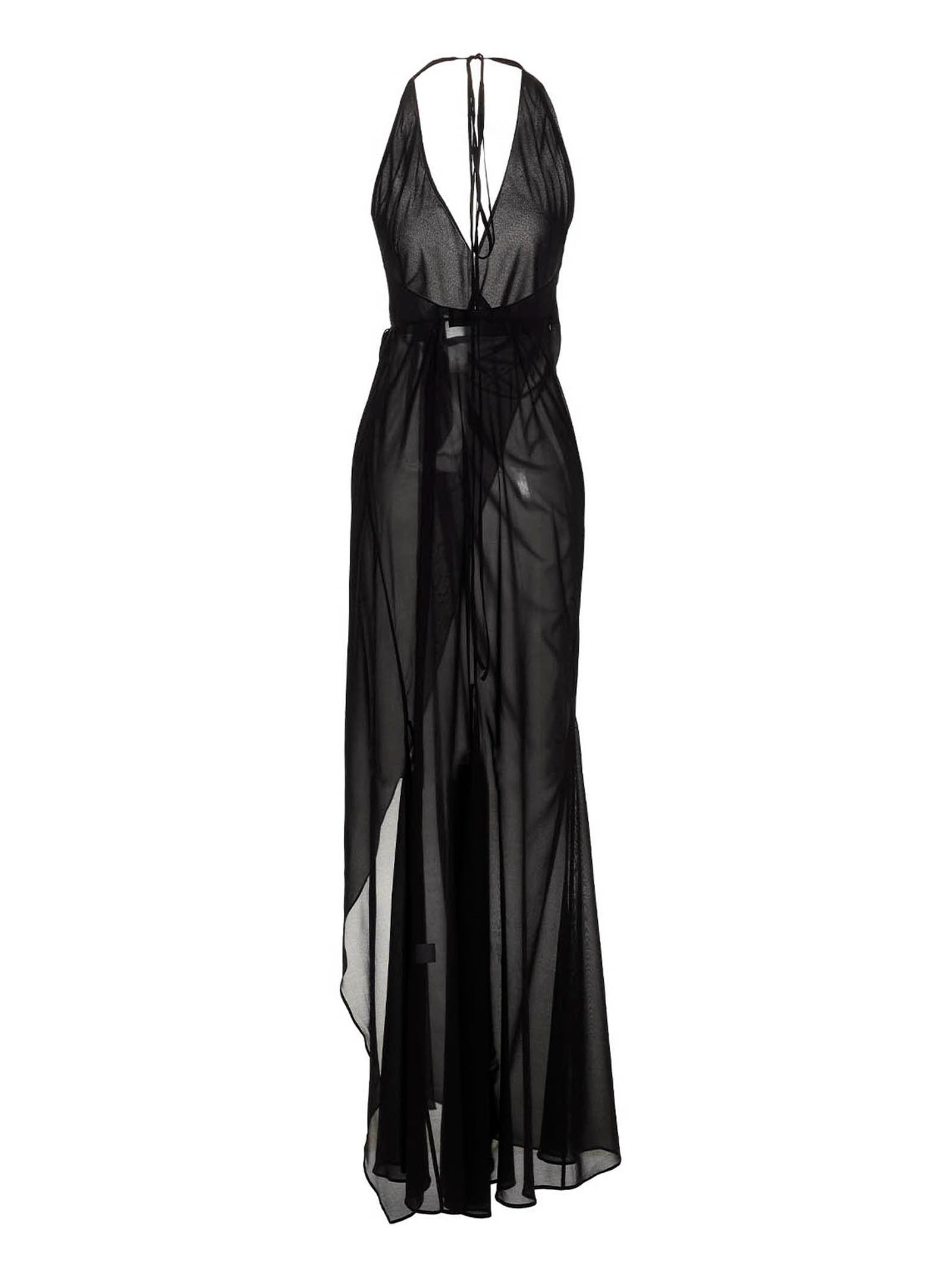 Louisa Ballou Black Silk Long Women's Dress
