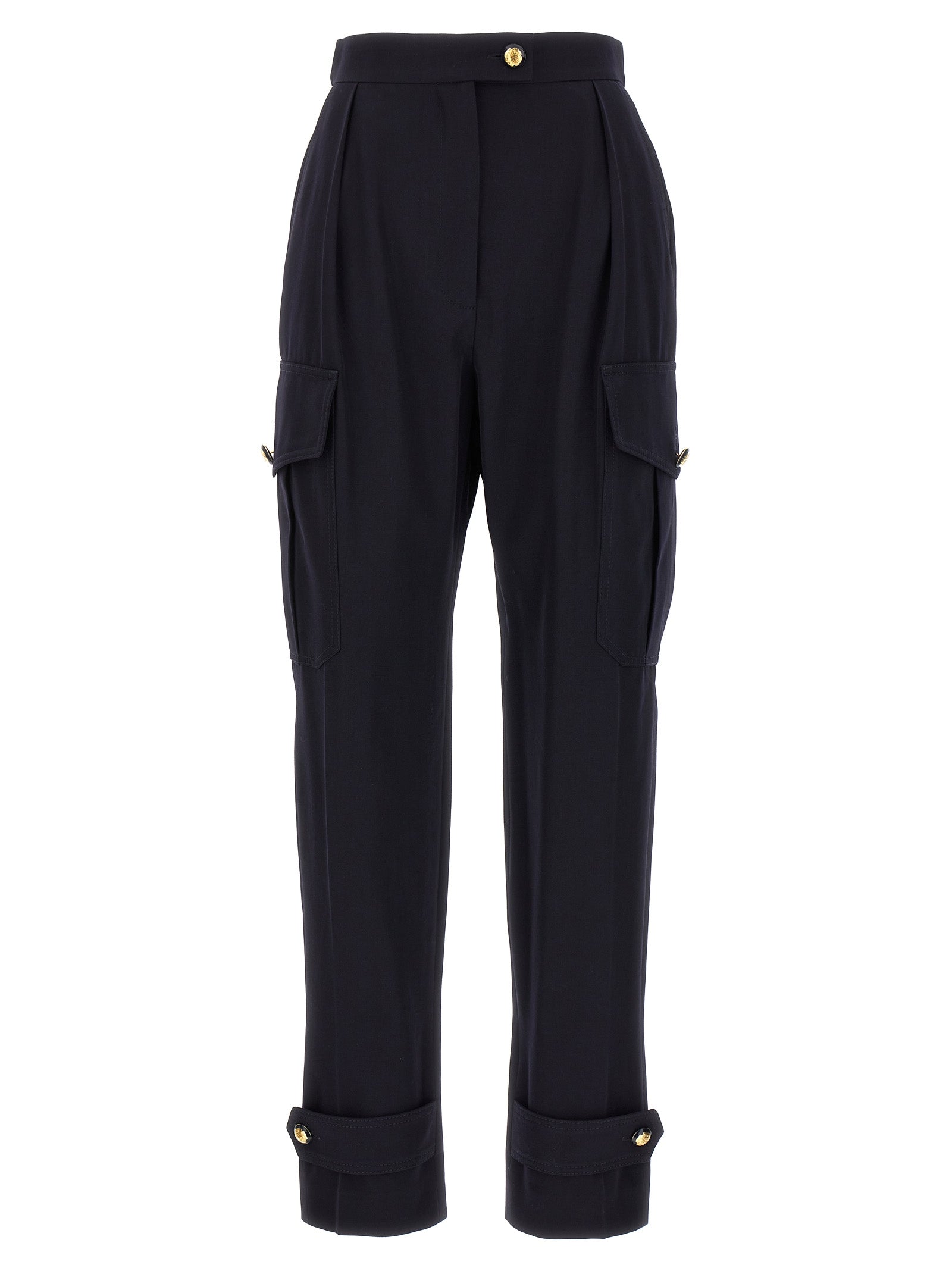 Alexander McQueen Blue Wool Cargo Women's Pants