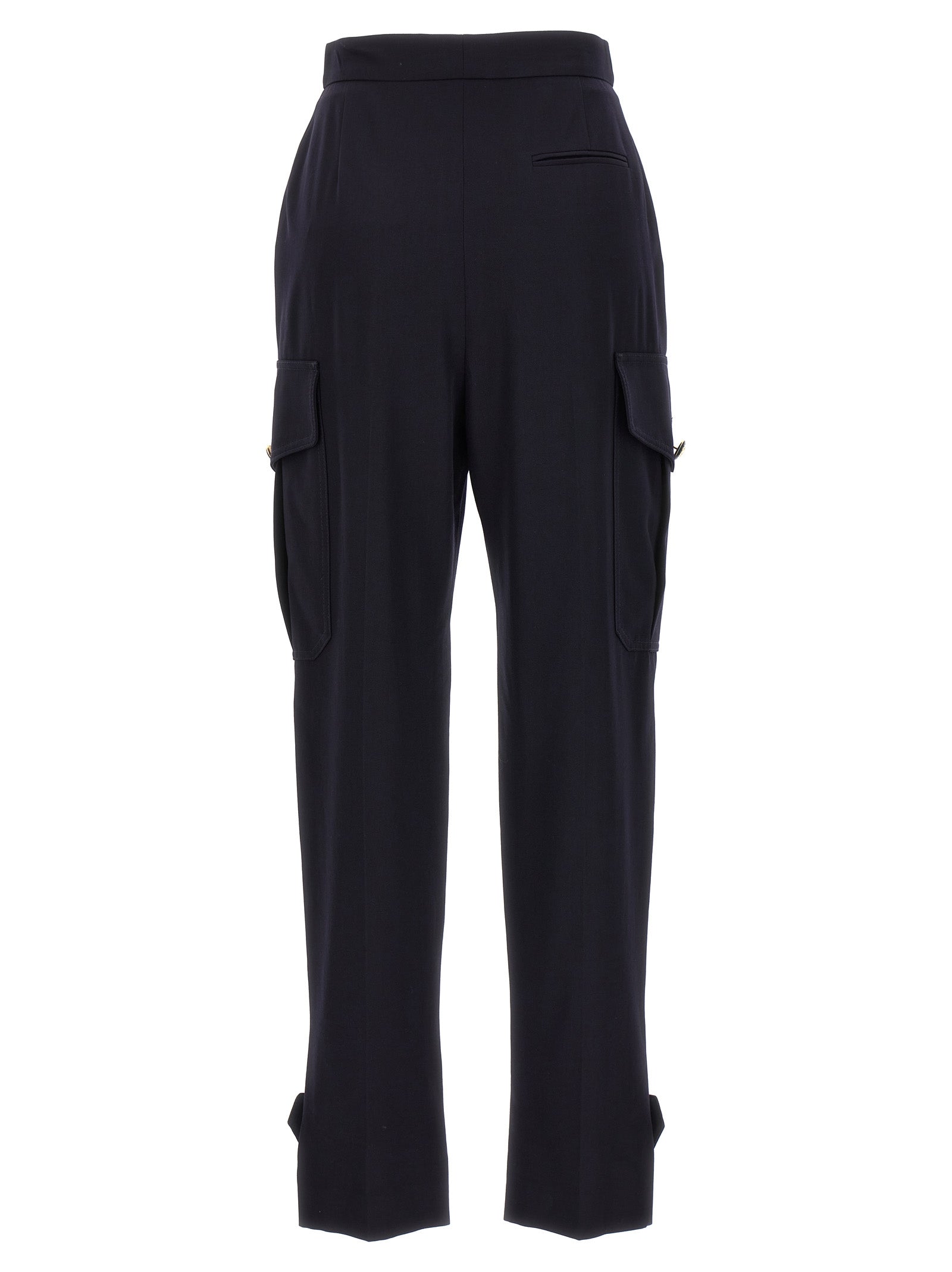 Alexander McQueen Blue Wool Cargo Women's Pants