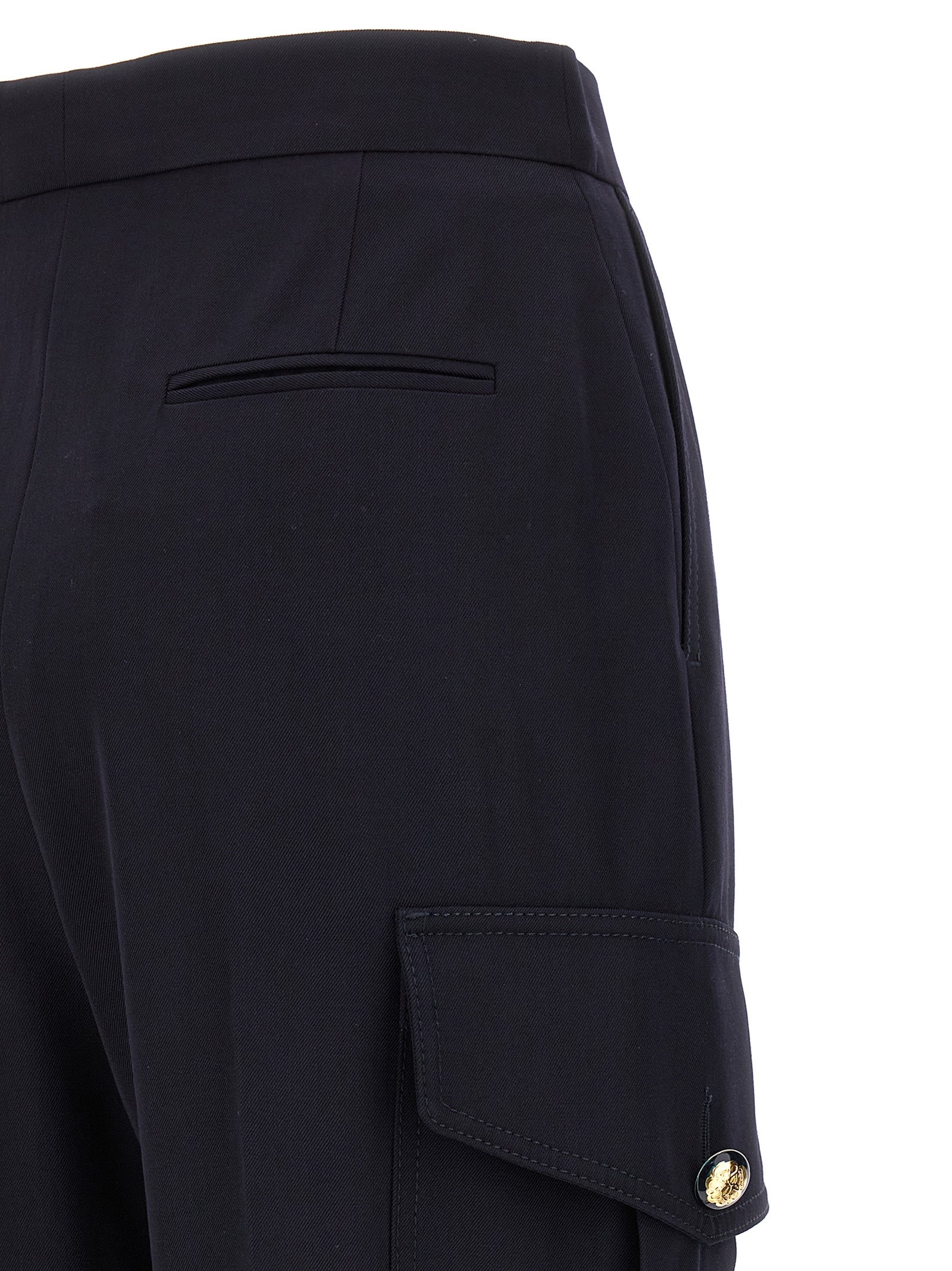 Alexander McQueen Blue Wool Cargo Women's Pants