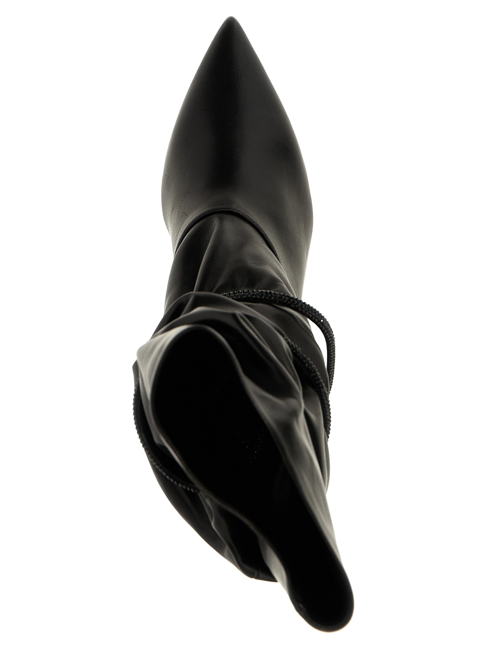 RENE CAOVILLA Black Lamb Leather Ankle Women's Boots