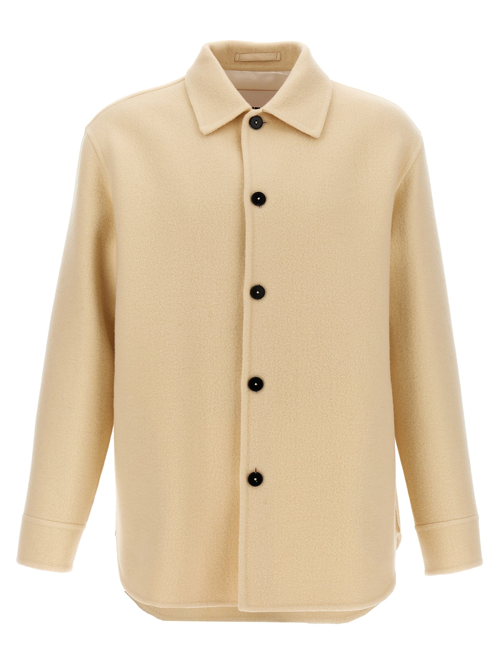 Jil Sander Beige Virgin Wool Men's Coat