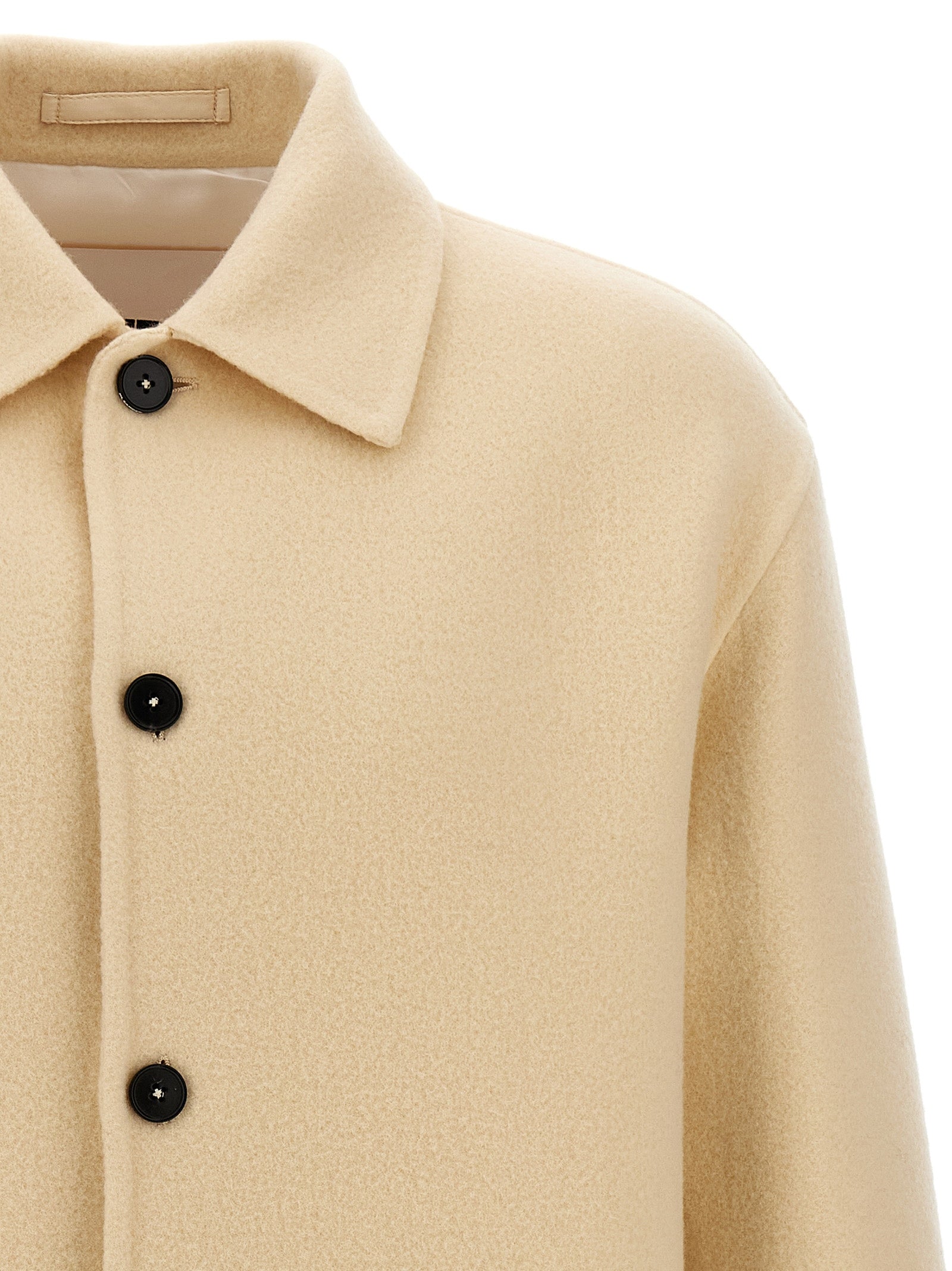 Jil Sander Beige Virgin Wool Men's Coat