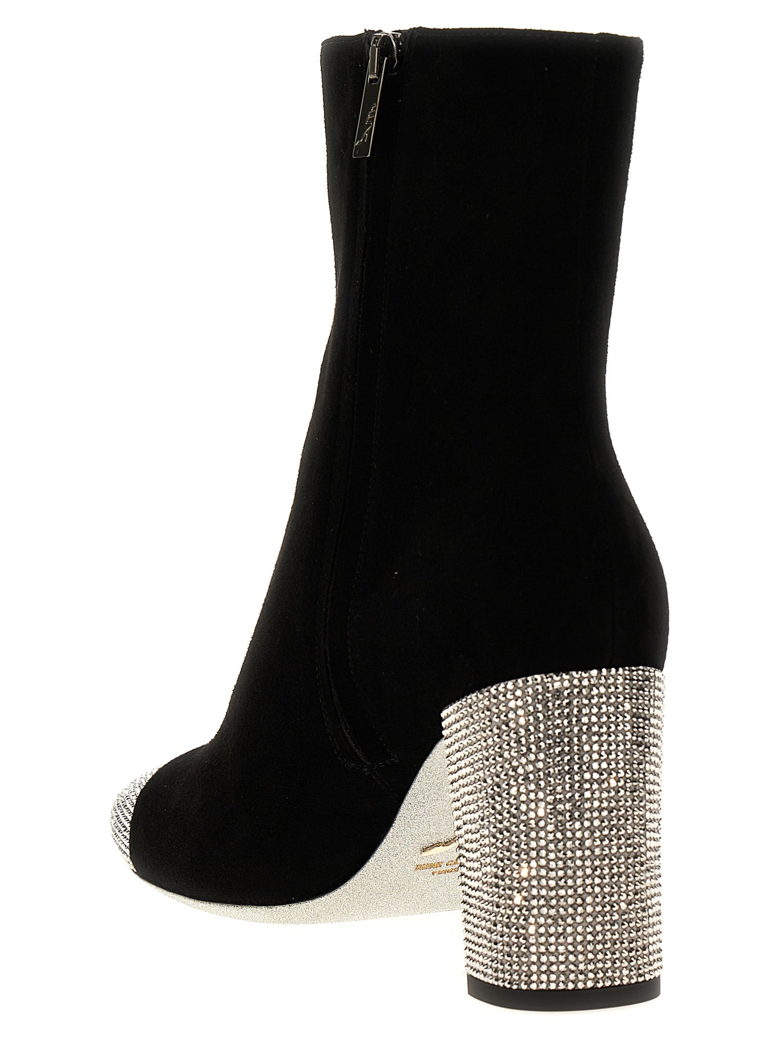 RENE CAOVILLA Black Leather Ankle Women's Boots