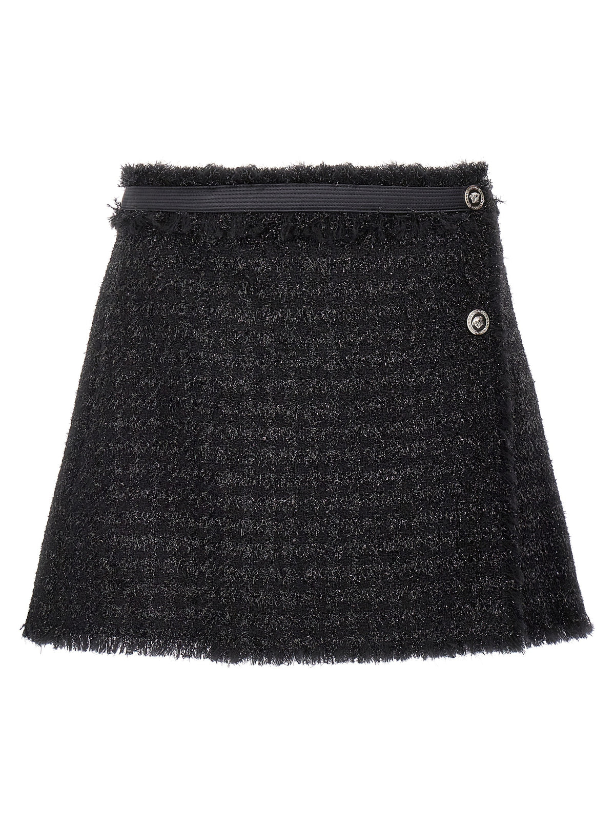 Versace Black Virgin Wool Long Women's Skirt