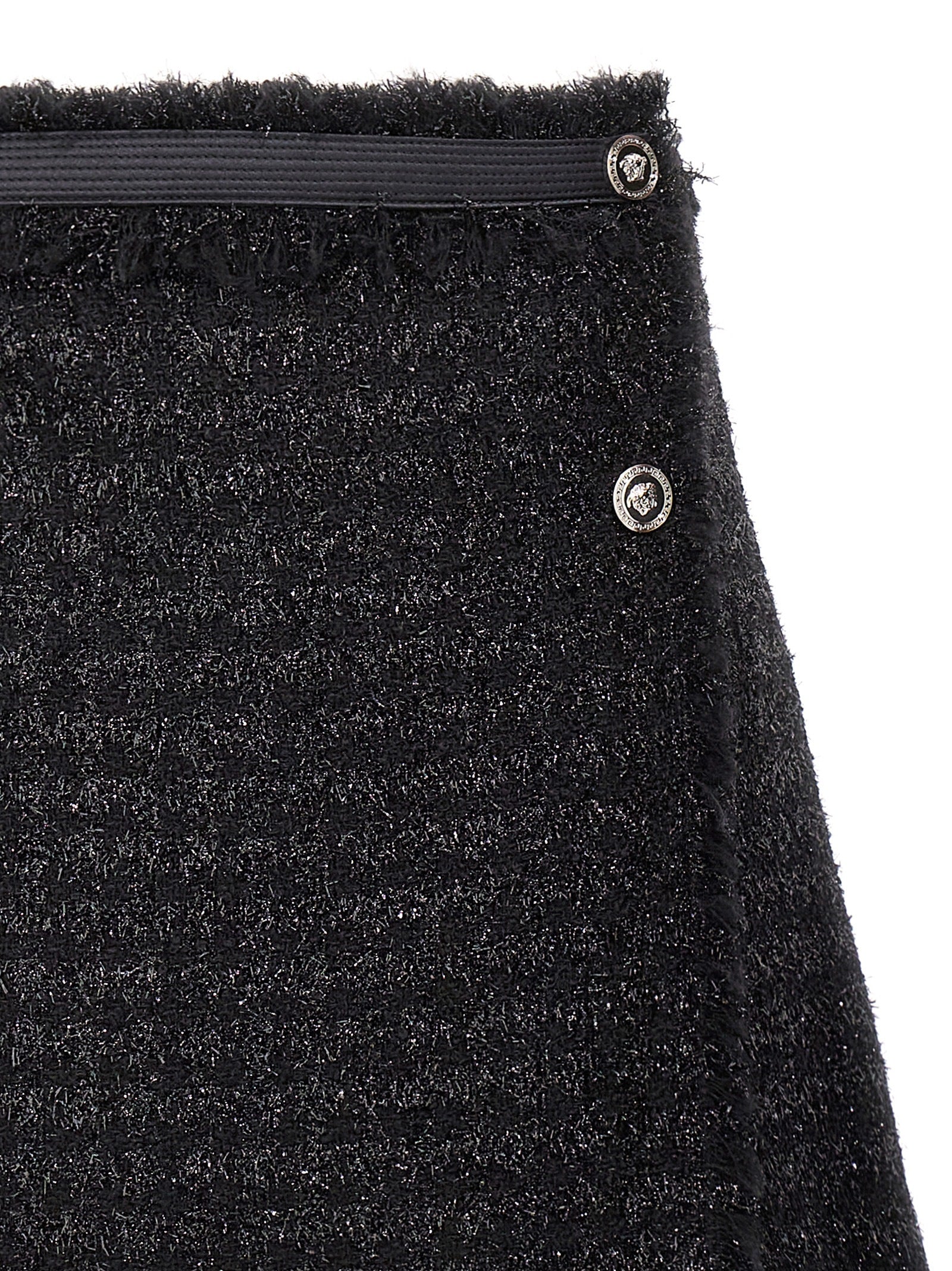 Versace Black Virgin Wool Long Women's Skirt