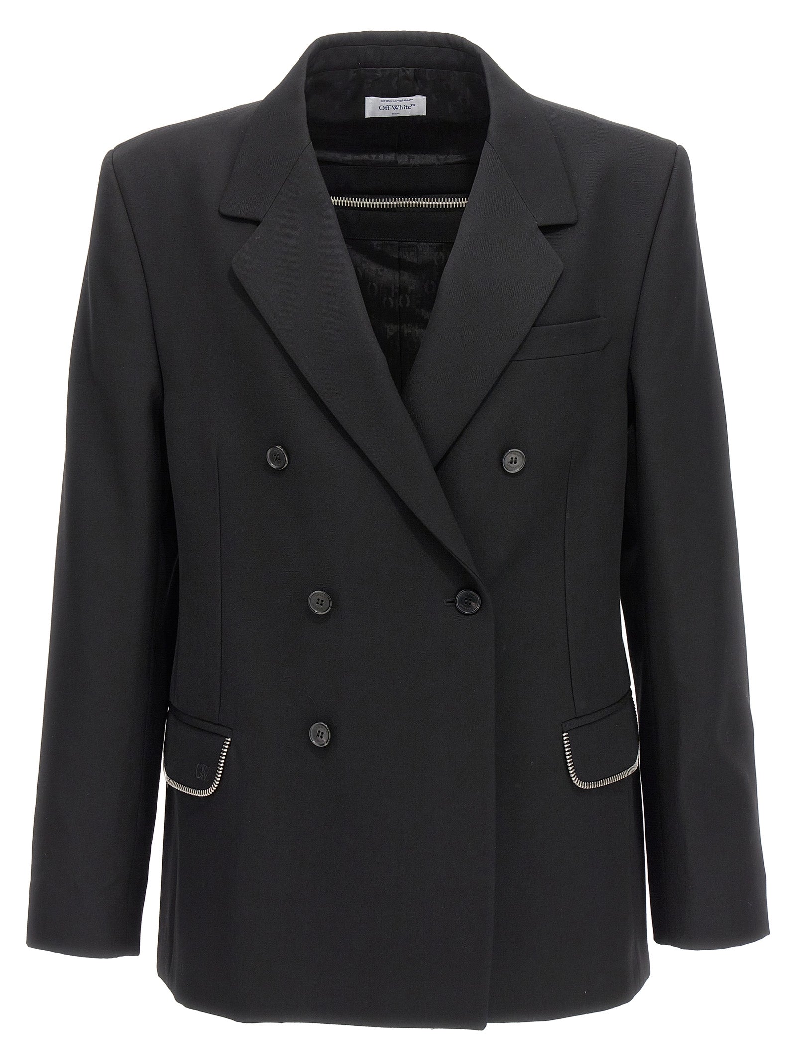 Off-White Black Virgin Wool Men's Blazer