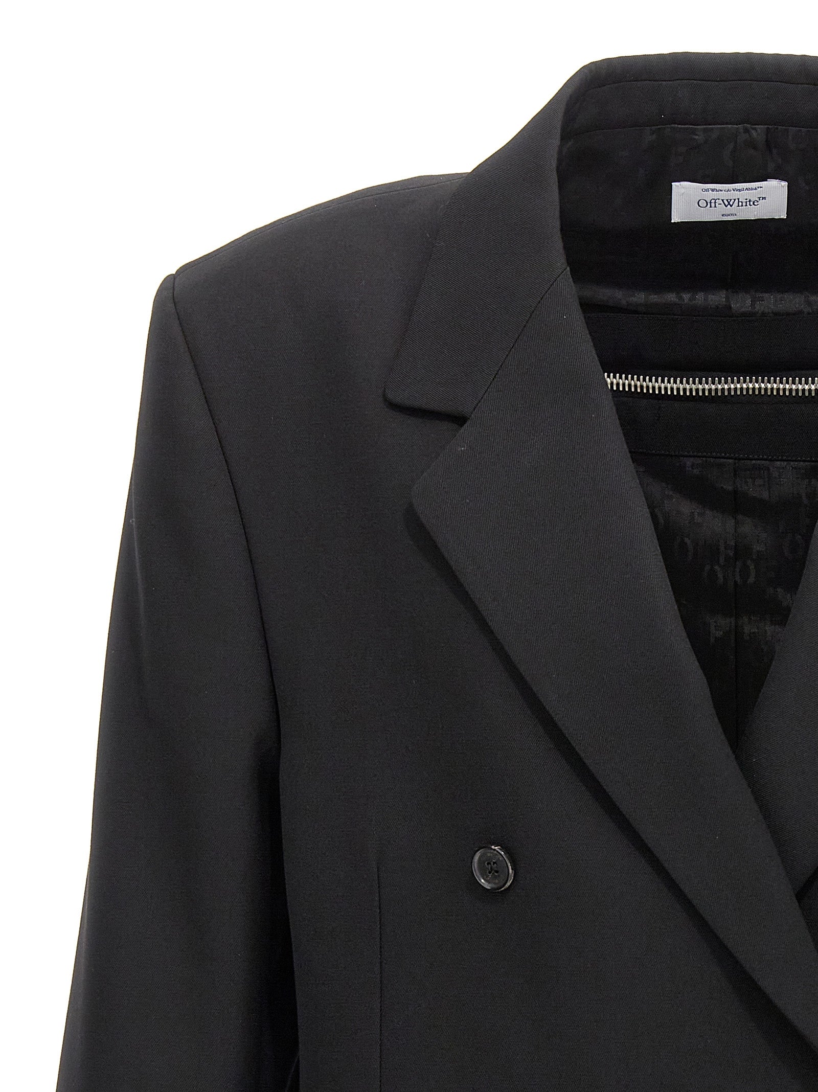 Off-White Black Virgin Wool Men's Blazer