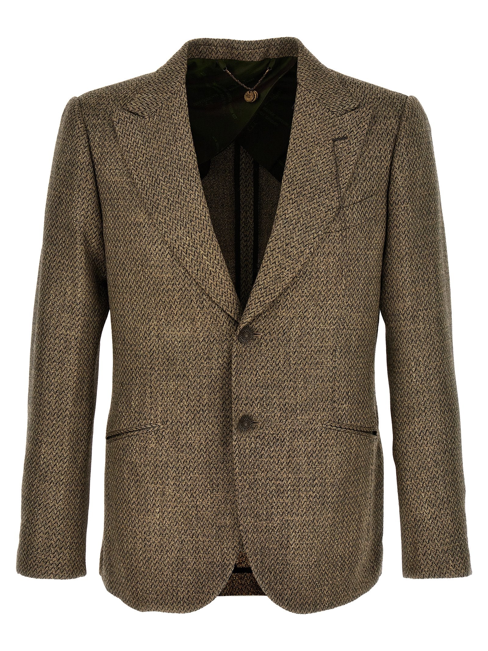 MAURIZIO MIRI Beige Alpaca Leather Men's Blazer